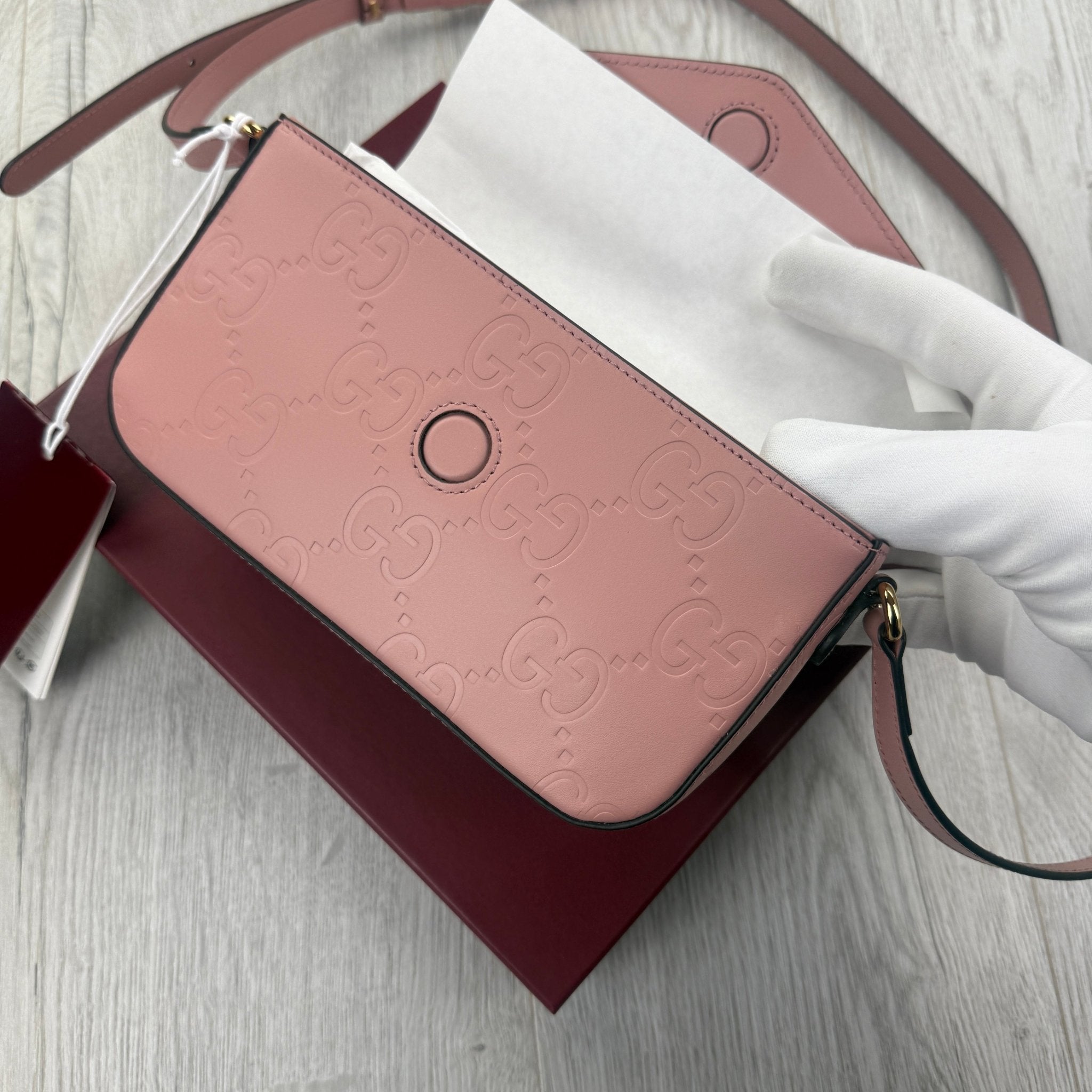 Gucci Women’s Pink GG Monogram Crossbody bag - Morely TrendsGucci Type here:)