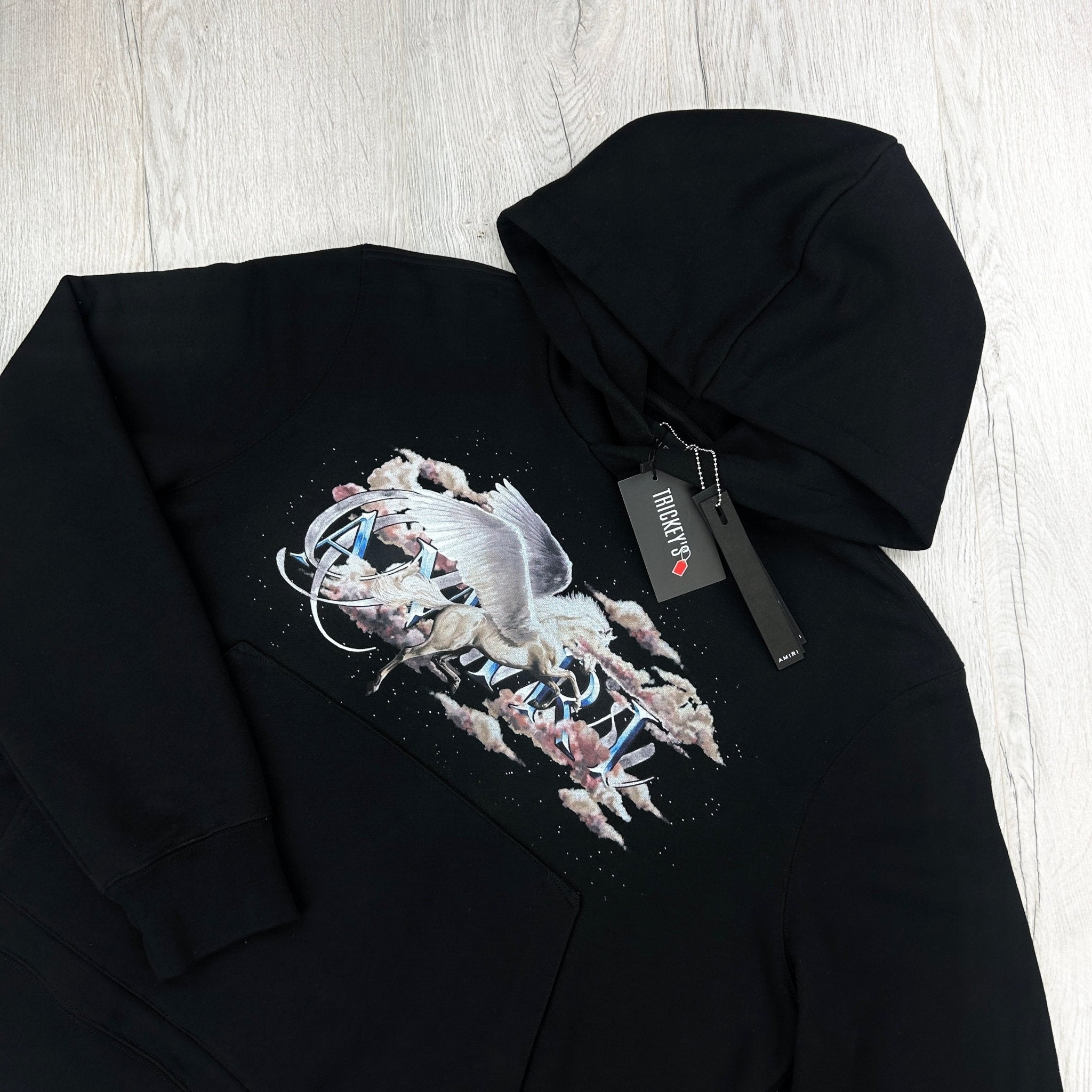 Amiri Men’s Pegasus Script Logo Black Pullover Hoodie - Morely TrendsAmiri Type here:)