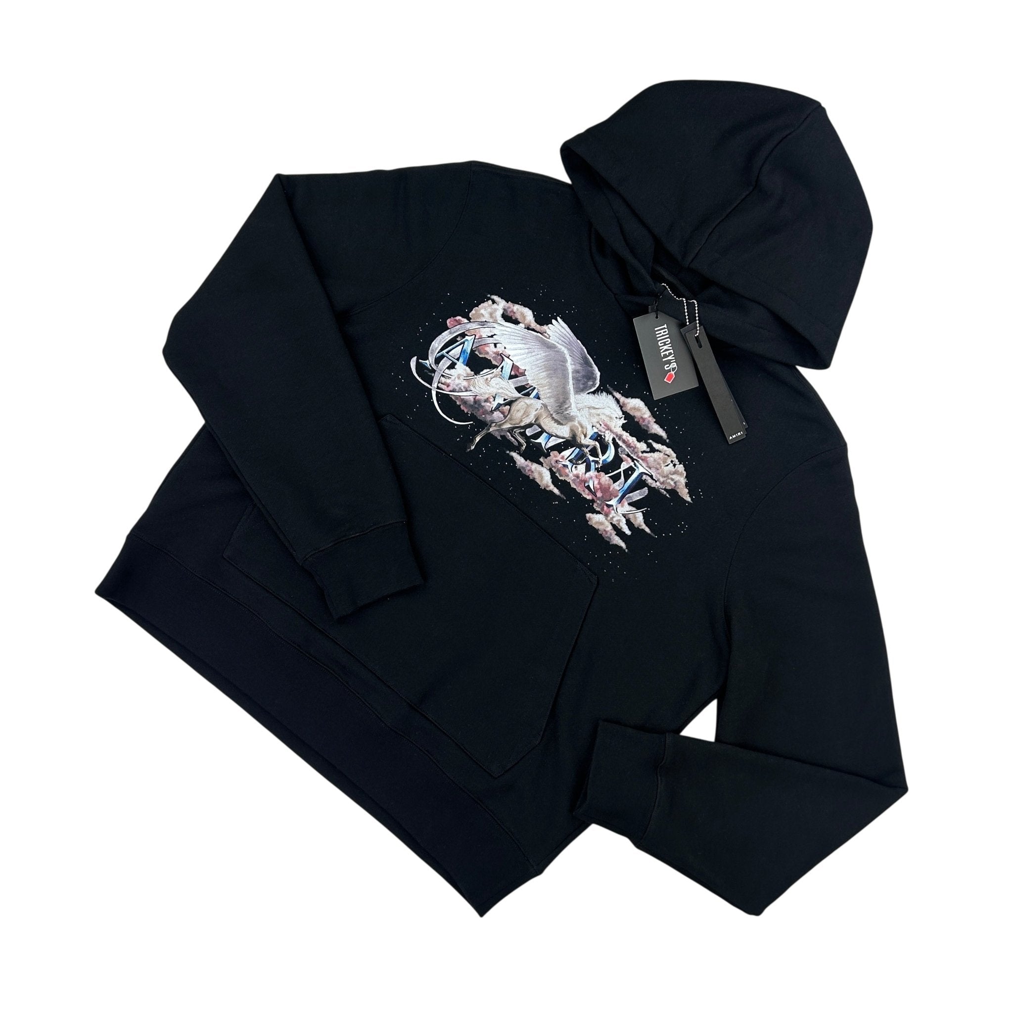 Amiri Men’s Pegasus Script Logo Black Pullover Hoodie - Morely TrendsAmiri Type here:)