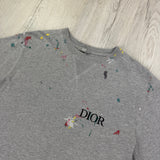 Dior Men’s Grey Paint Splattered T Shirt - Large