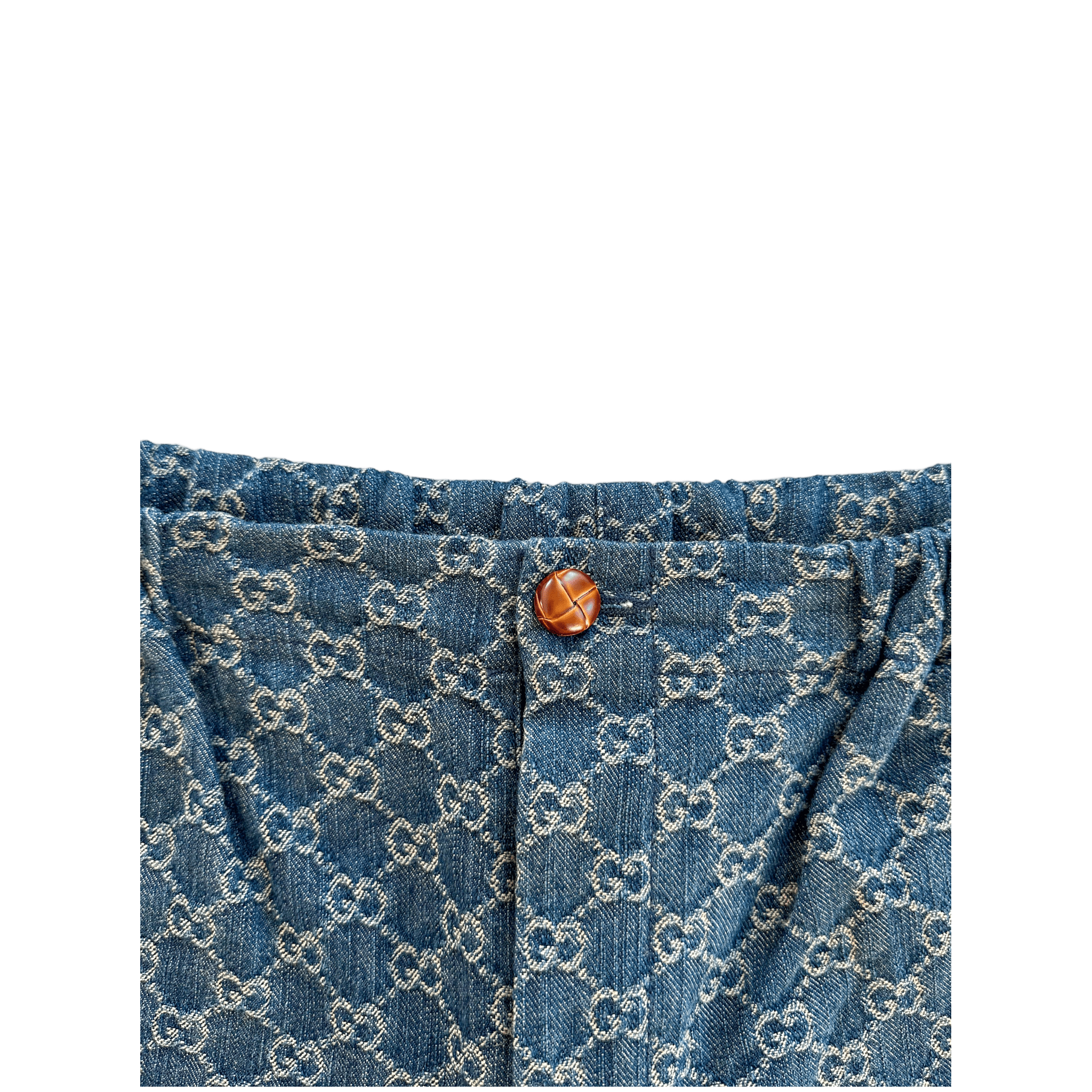 Gucci Blue & White GG Monogram Denim Shorts - Morely TrendsGucci Type here:)