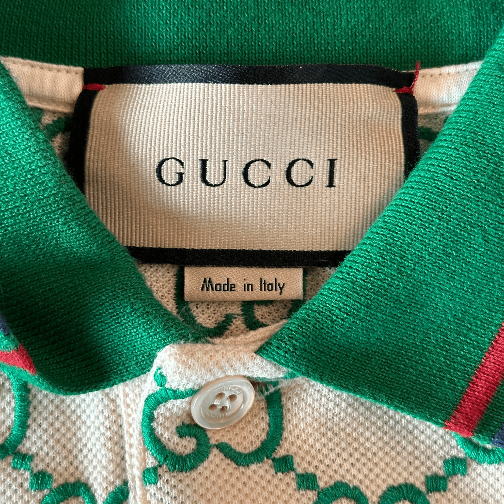 Gucci White & Green GG Monogram Polo T-Shirt - Morely TrendsGucci Type here:)