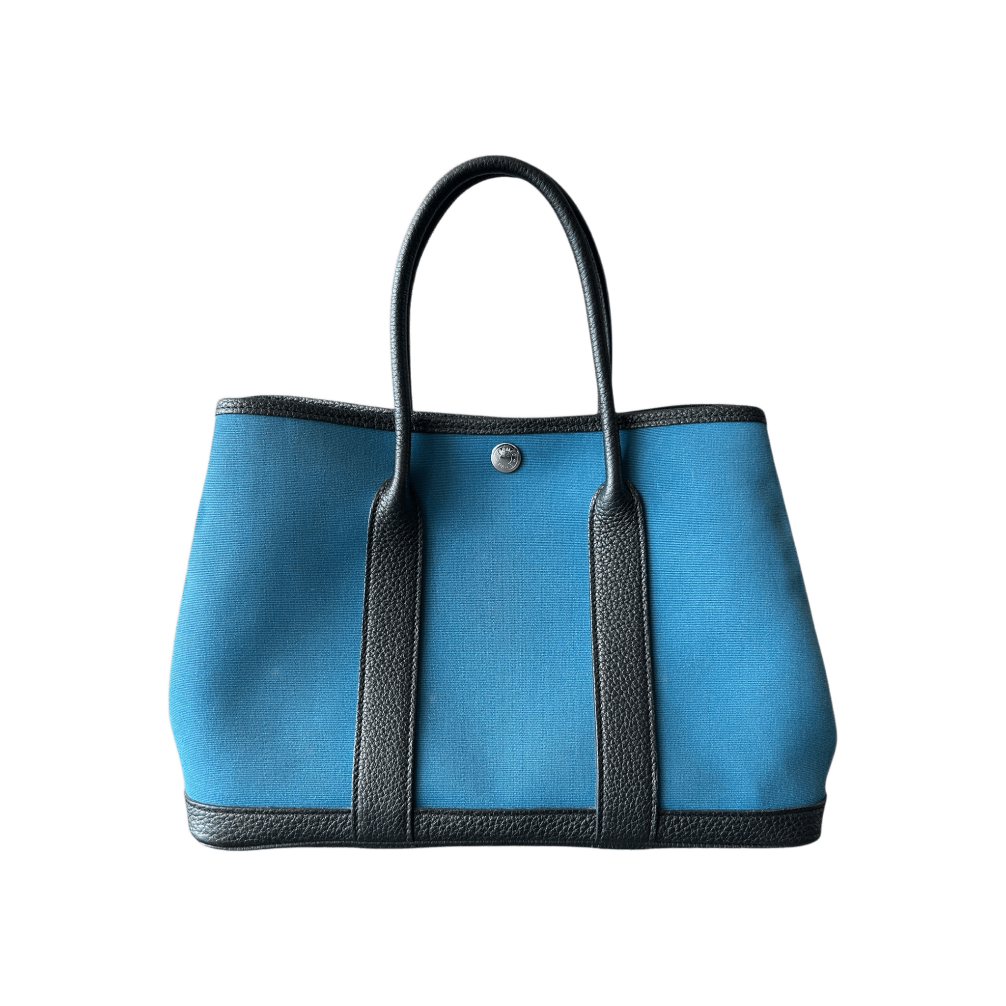 Hermes Blue Canvas & Black Togo Garden Party 30 - Morely TrendsHermes Type here:)