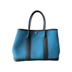 Hermes Blue Canvas & Black Togo Garden Party 30 - Morely TrendsHermes Type here:)