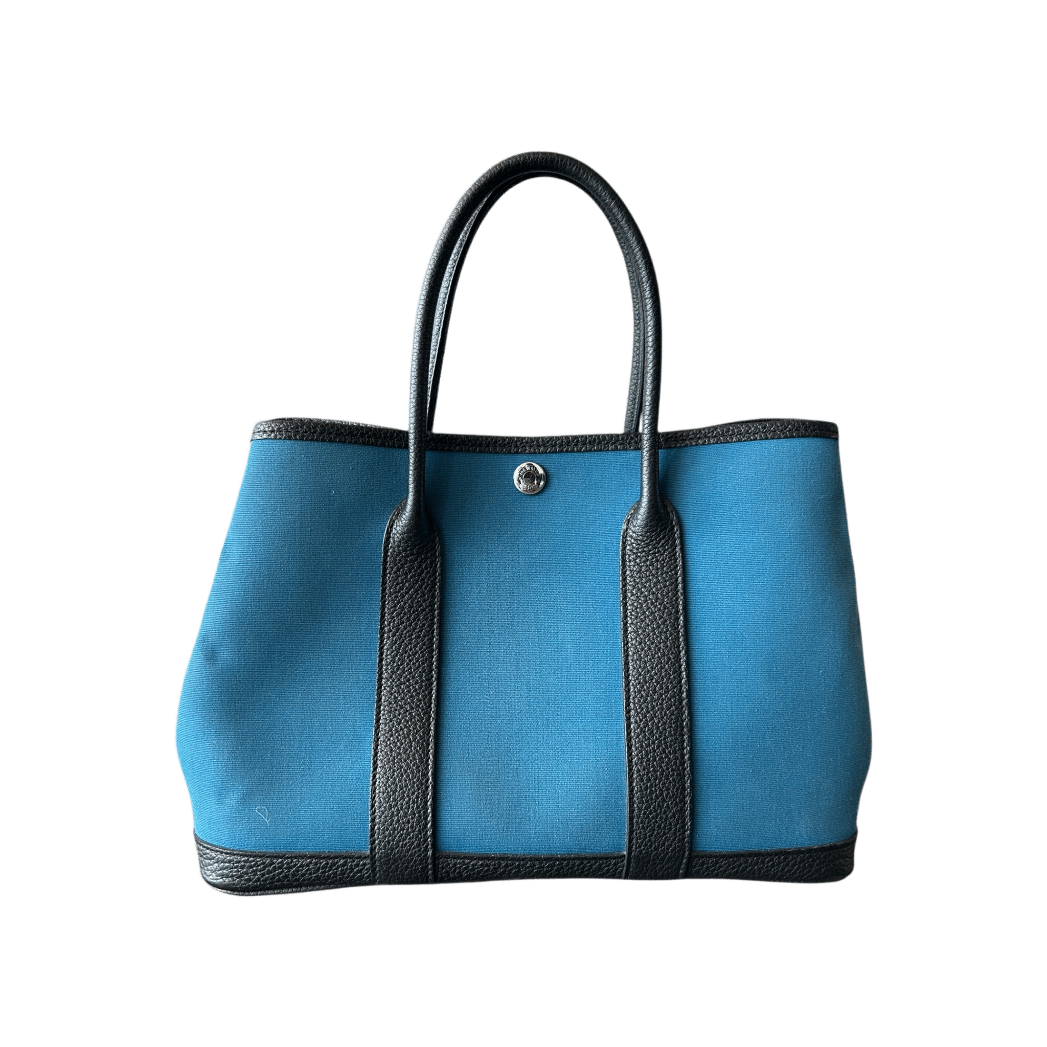 Hermes Blue Canvas & Black Togo Garden Party 30 - Morely TrendsHermes Type here:)