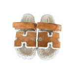 Hermes Brown Suede Chypre Shearling Sandals - Morely TrendsHermes Type here:)