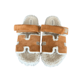 Hermes Brown Suede Chypre Shearling Sandals - Morely TrendsHermes Type here:)
