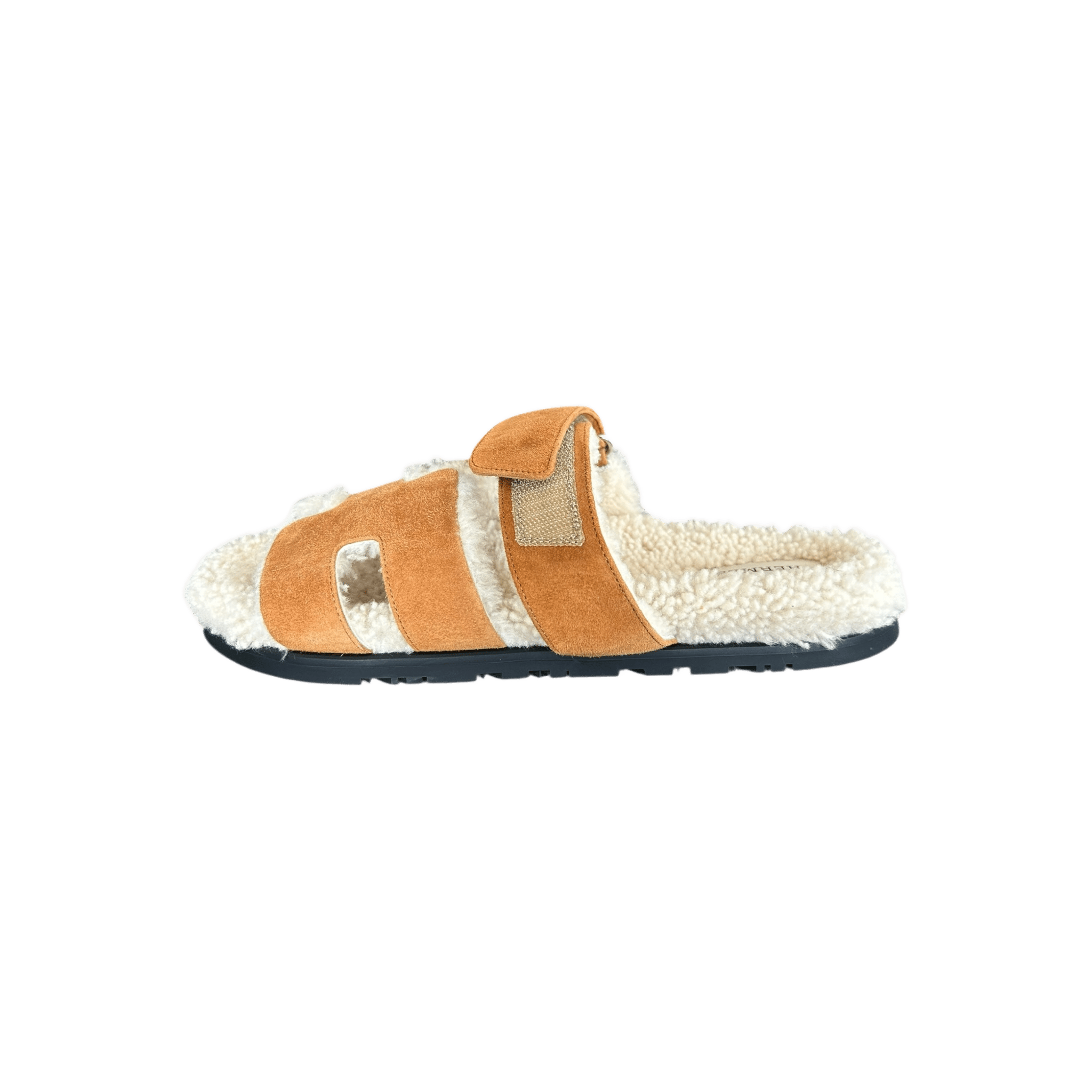 Hermes Brown Suede Chypre Shearling Sandals - Morely TrendsHermes Type here:)