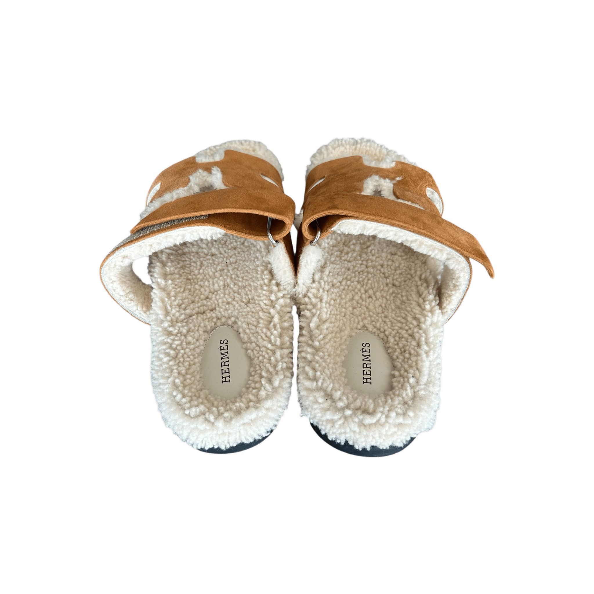 Hermes Brown Suede Chypre Shearling Sandals - Morely TrendsHermes Type here:)