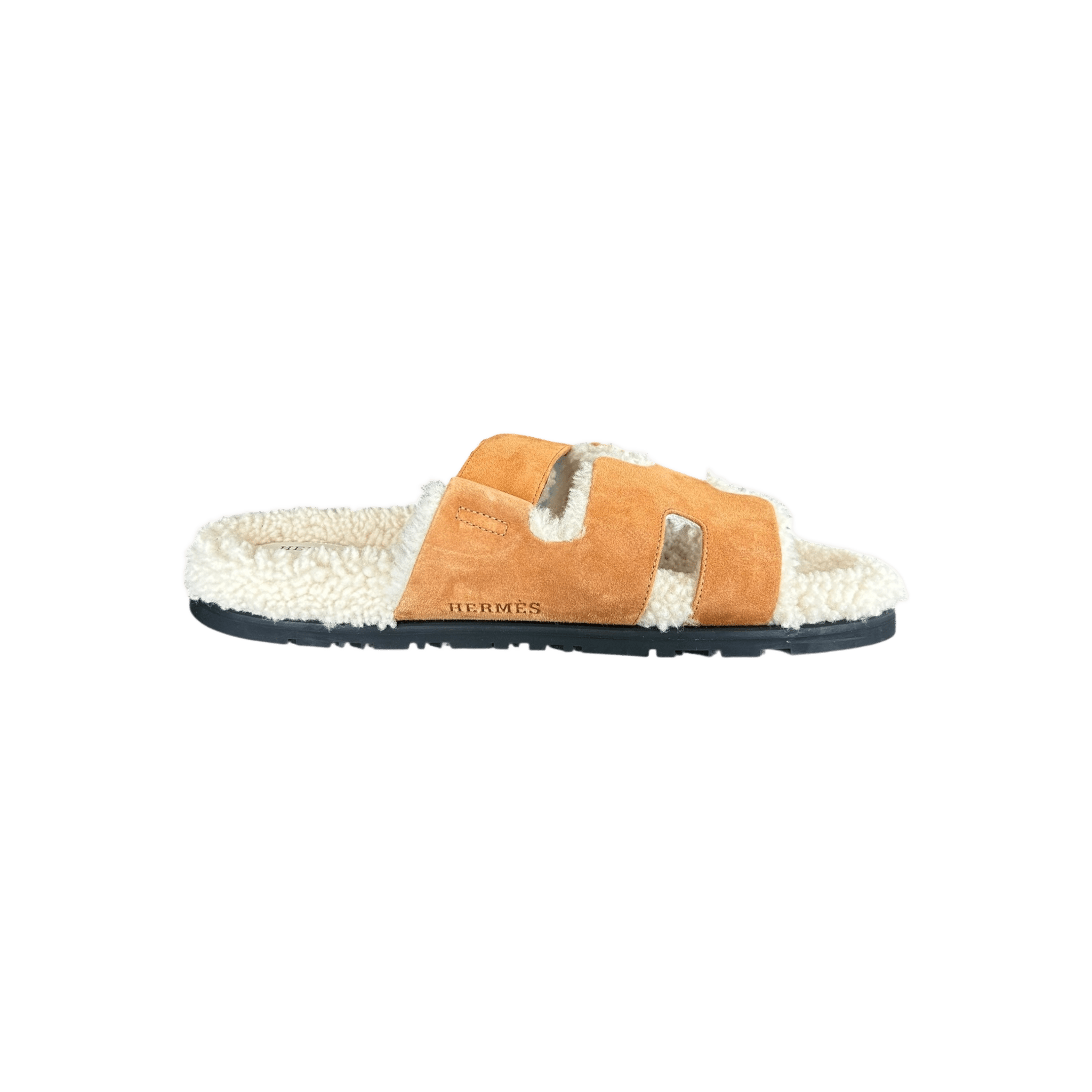 Hermes Brown Suede Chypre Shearling Sandals - Morely TrendsHermes Type here:)