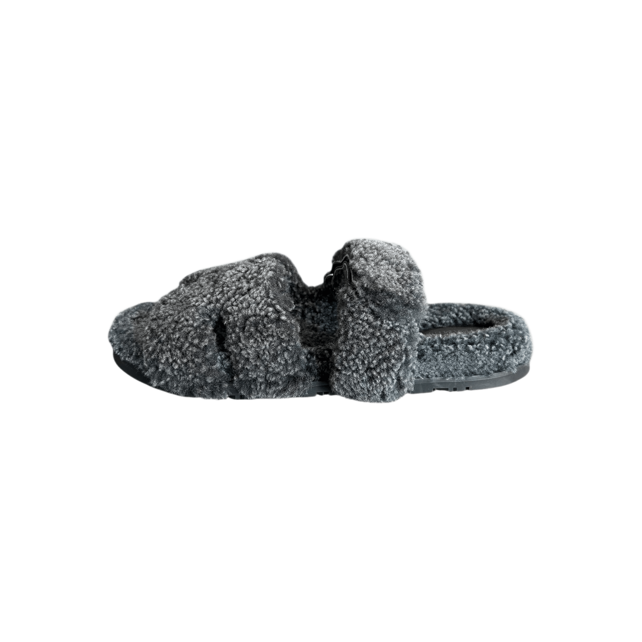 Hermes Grey Chypre Shearling Sandals - Morely TrendsHermes Type here:)