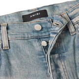 Amiri MX1 Skinny-Fit Panelled Distressed Jeans - Stone Indigo