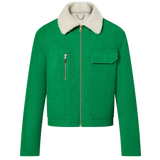 LOUIS VUITTON GREEN SHEARLING DENIM JACKET (SIZE 52)