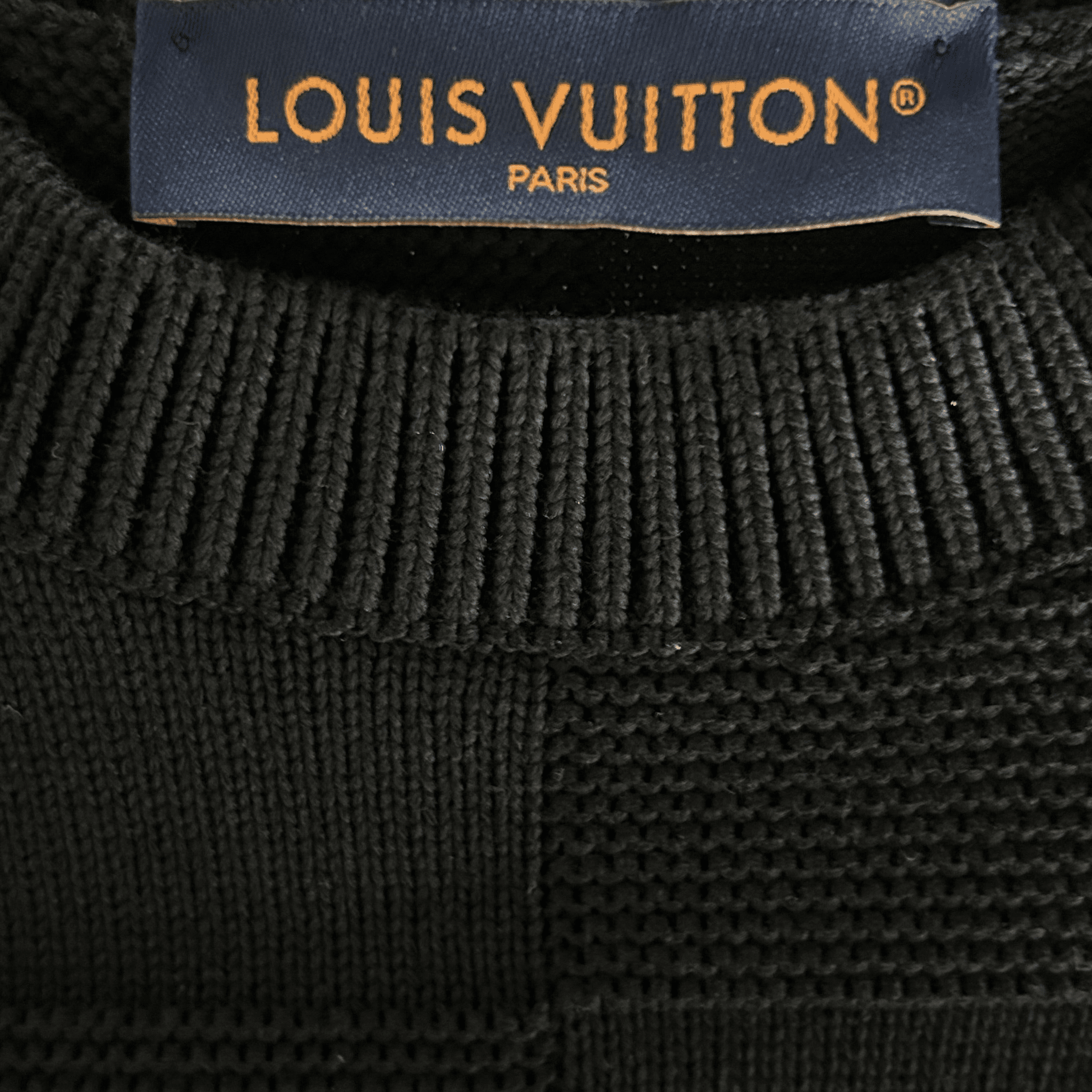 Louis Vuitton Black Damier Stitch Pin Logo Sweater - Morely TrendsLouis Vuitton Type here:)