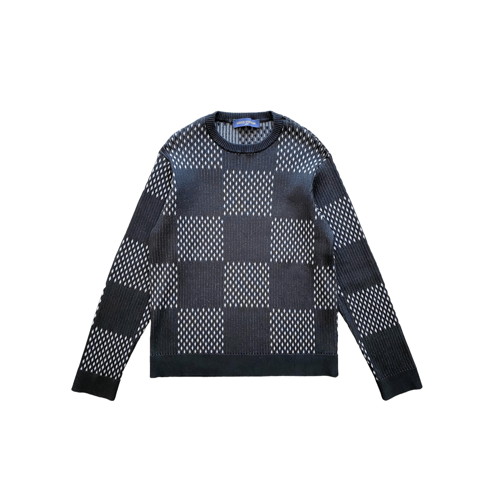 Louis Vuitton Black & Grey Distorted Giant Damier Sweater - Morely TrendsLouis Vuitton Type here:)