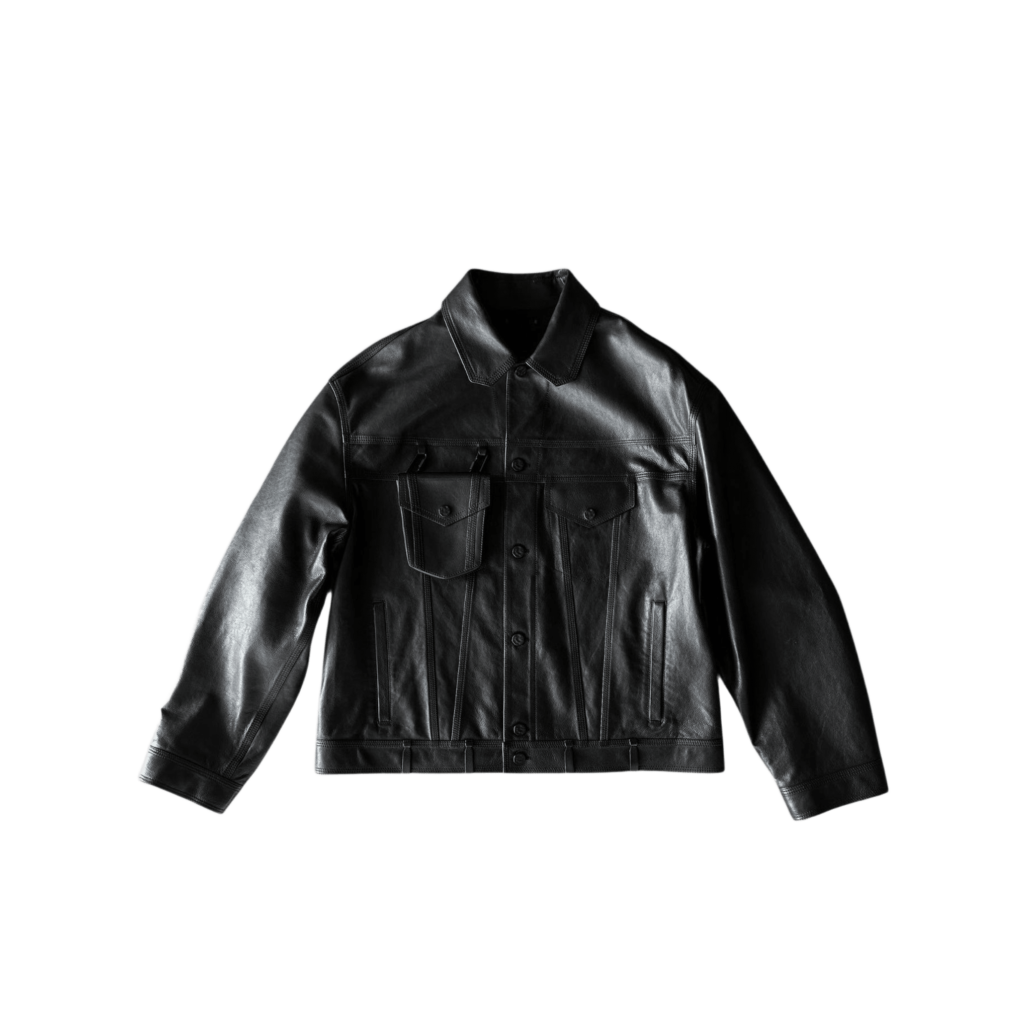 Louis Vuitton Black & White Chain Leather Trucker Jacket - Morely TrendsLouis Vuitton Type here:)