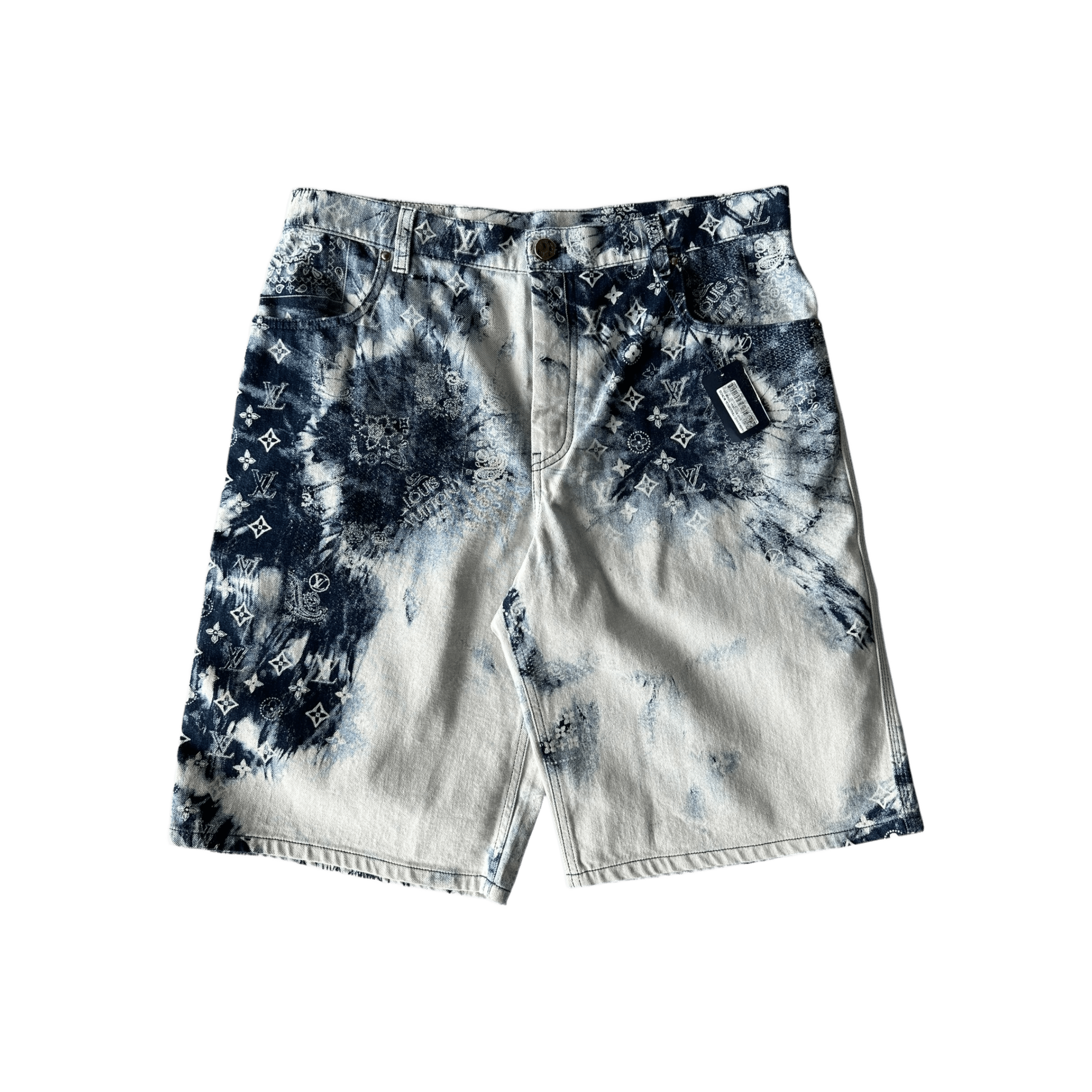 Louis Vuitton Blue Bleached Bandana Monogram Denim Shorts - Morely TrendsLouis Vuitton Type here:)