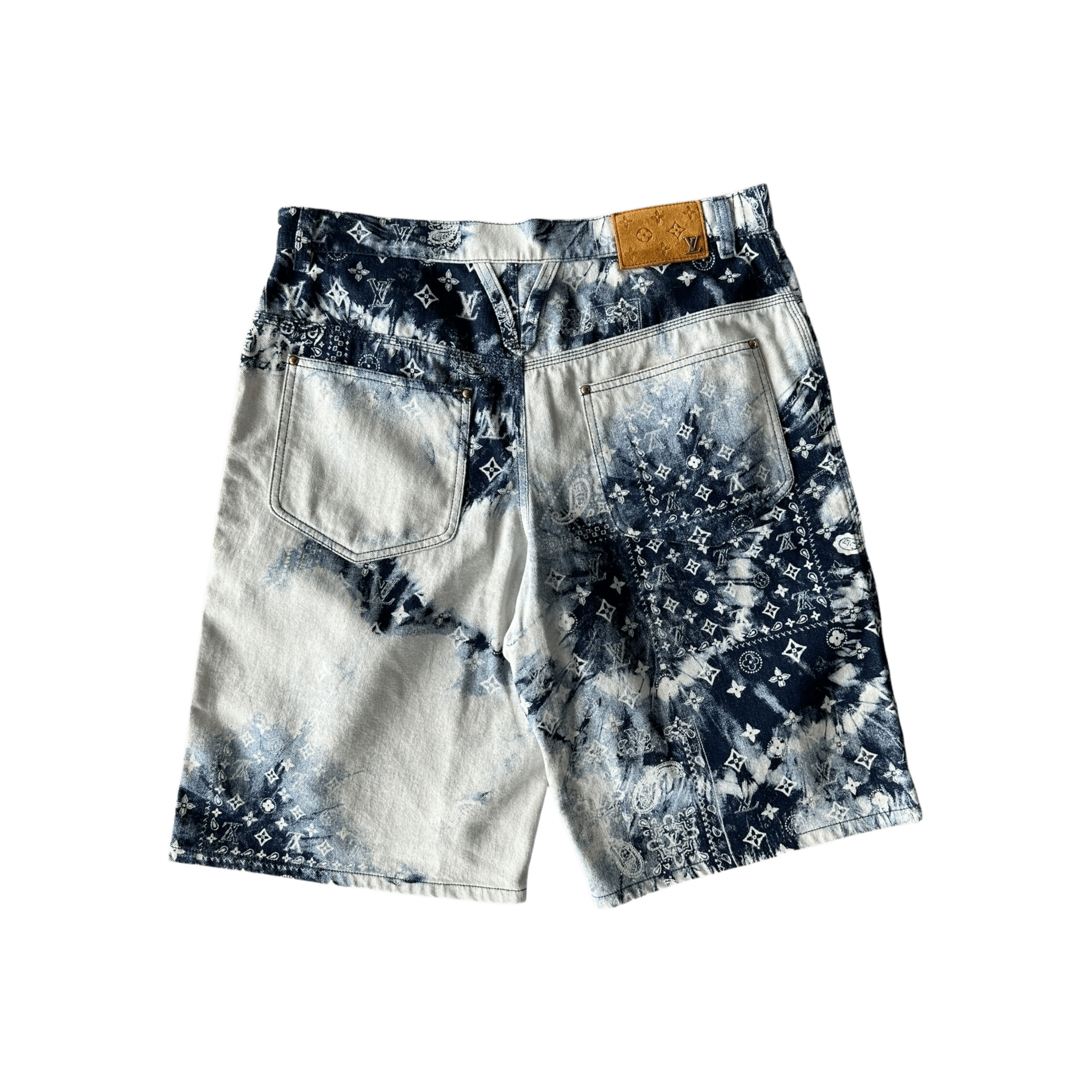 Louis Vuitton Blue Bleached Bandana Monogram Denim Shorts - Morely TrendsLouis Vuitton Type here:)