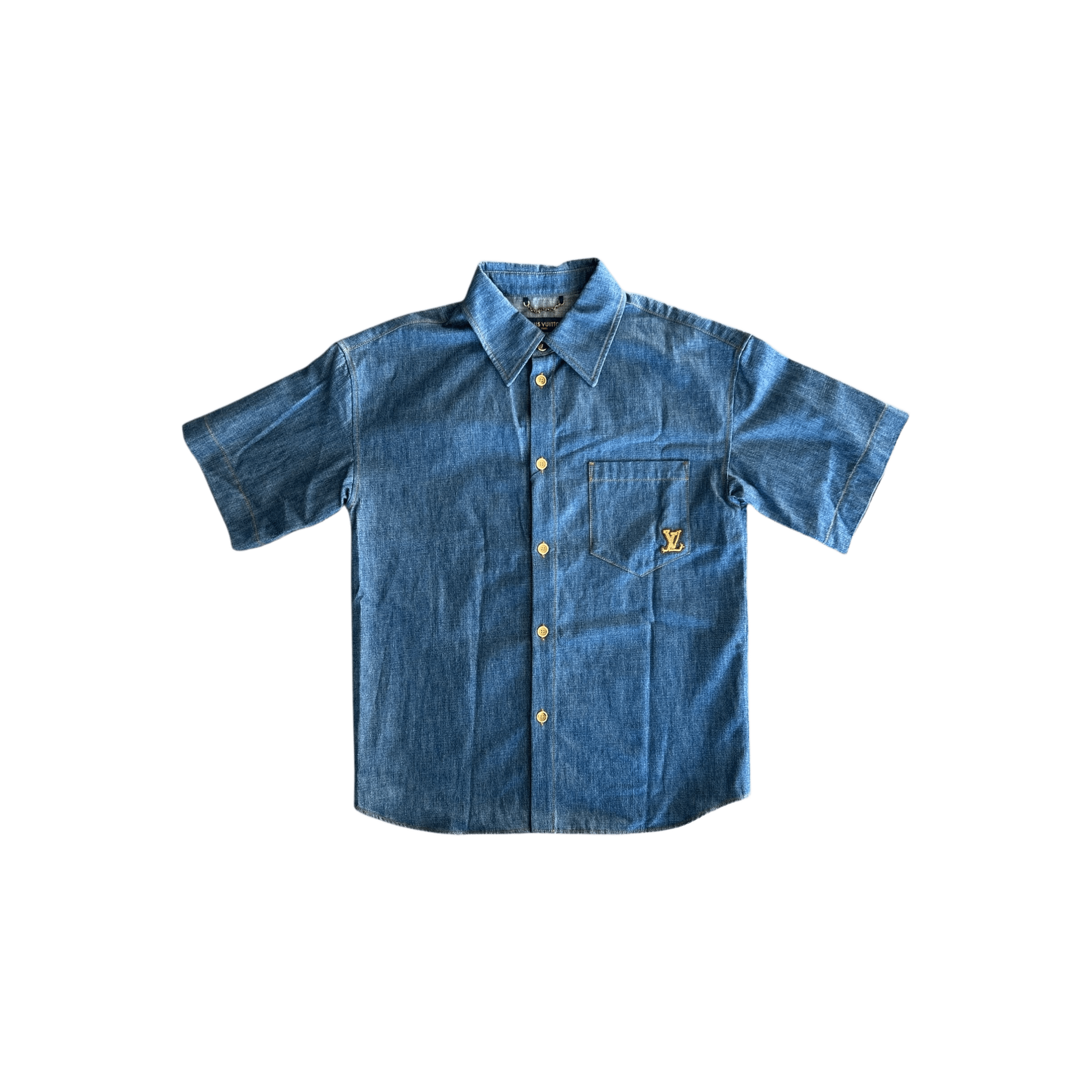 Louis Vuitton Blue & Gold Embroidered Denim Shirt - Morely TrendsLouis Vuitton Type here:)