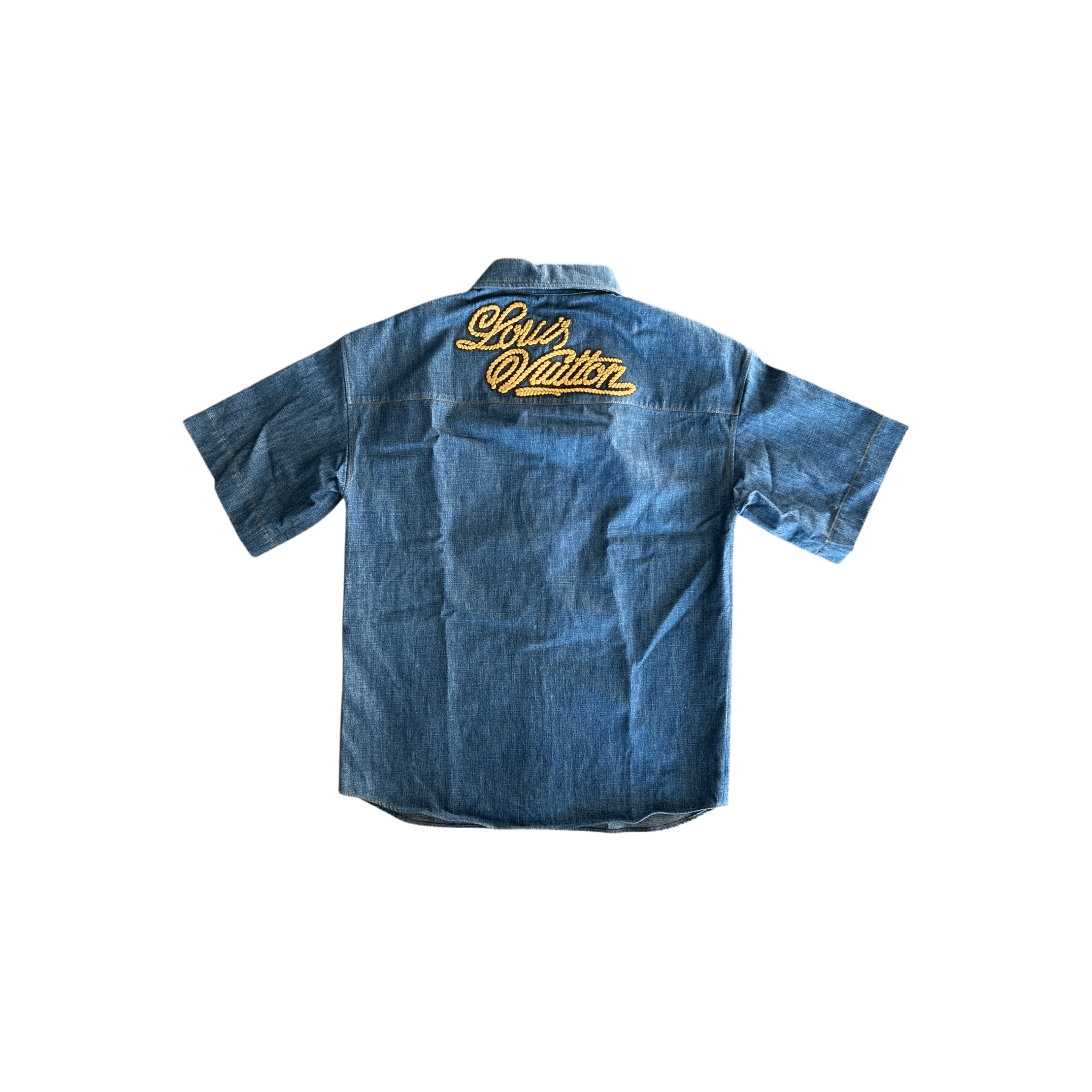 Louis Vuitton Blue & Gold Embroidered Denim Shirt - Morely TrendsLouis Vuitton Type here:)