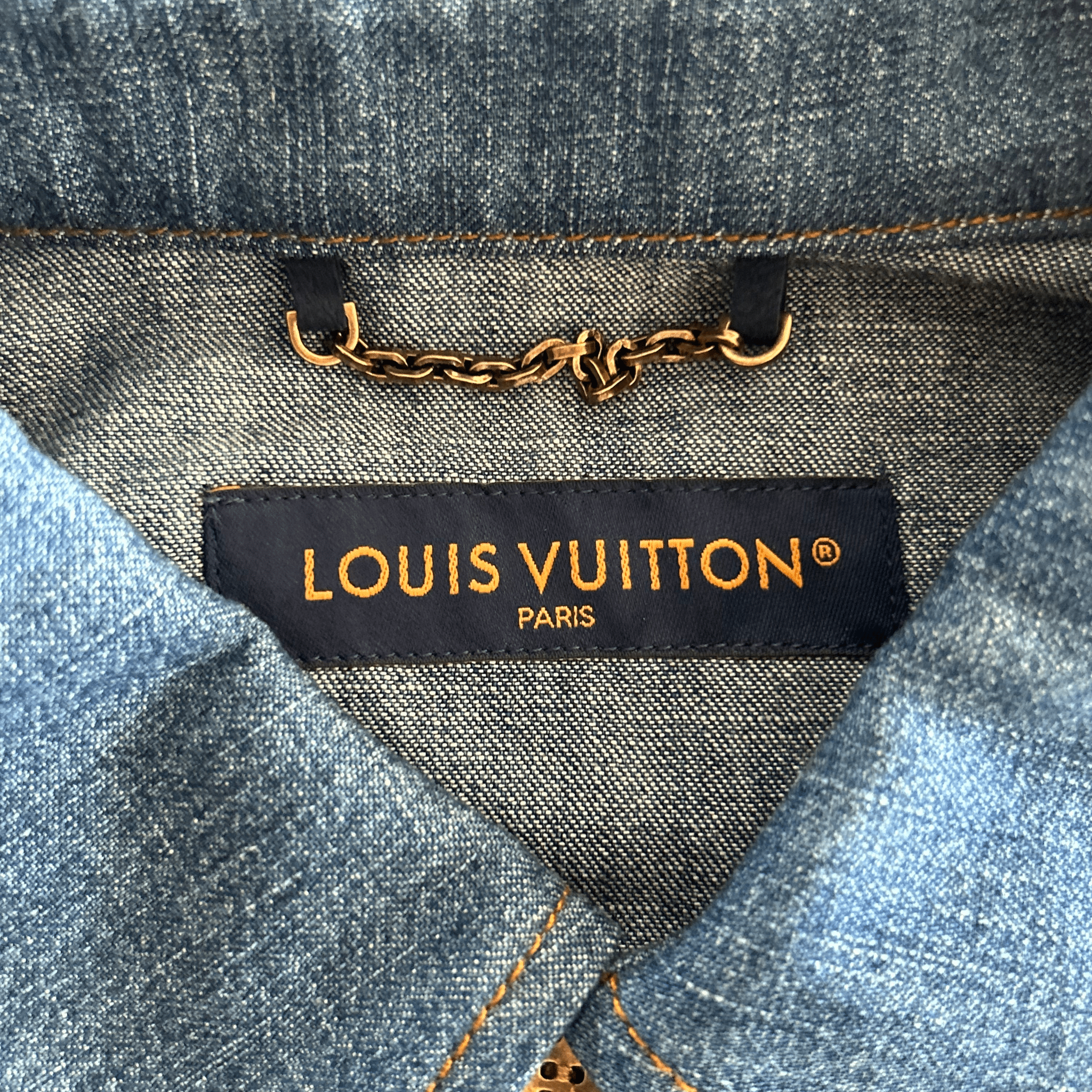 Louis Vuitton Blue & Gold Embroidered Denim Shirt - Morely TrendsLouis Vuitton Type here:)