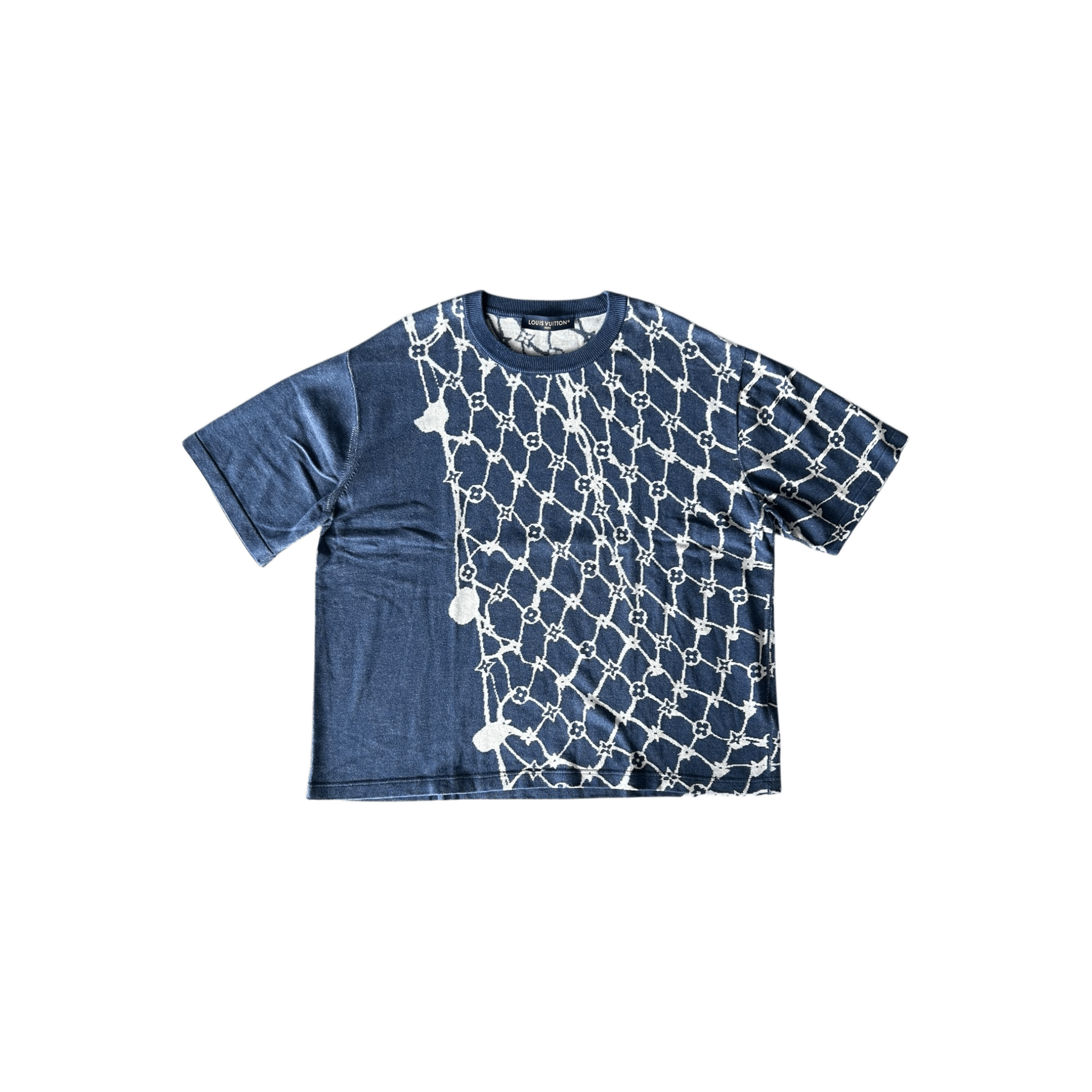 Louis Vuitton Blue & White Barb Wire Monogram Intarsia T-Shirt - Morely TrendsLouis Vuitton Type here:)