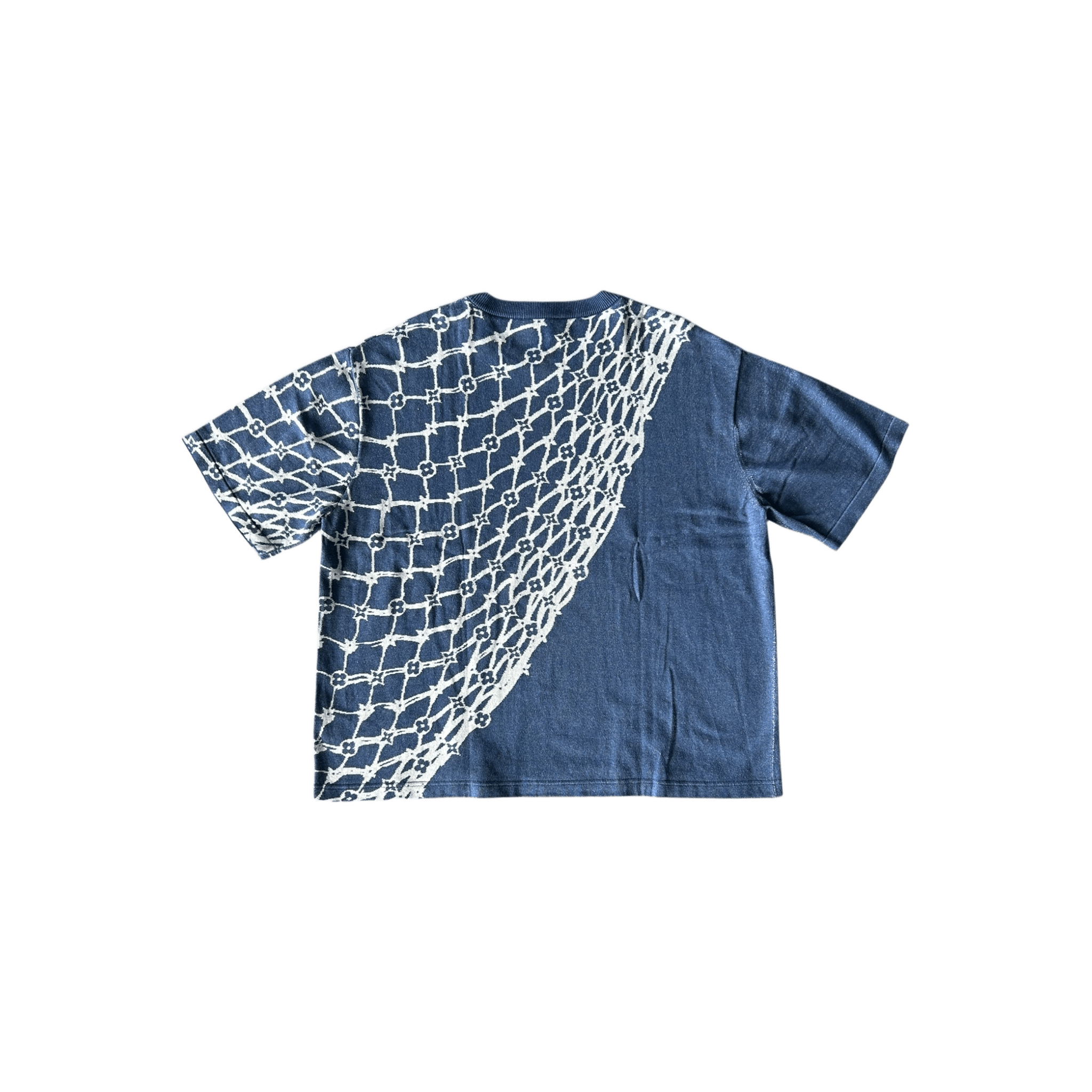 Louis Vuitton Blue & White Barb Wire Monogram Intarsia T-Shirt - Morely TrendsLouis Vuitton Type here:)