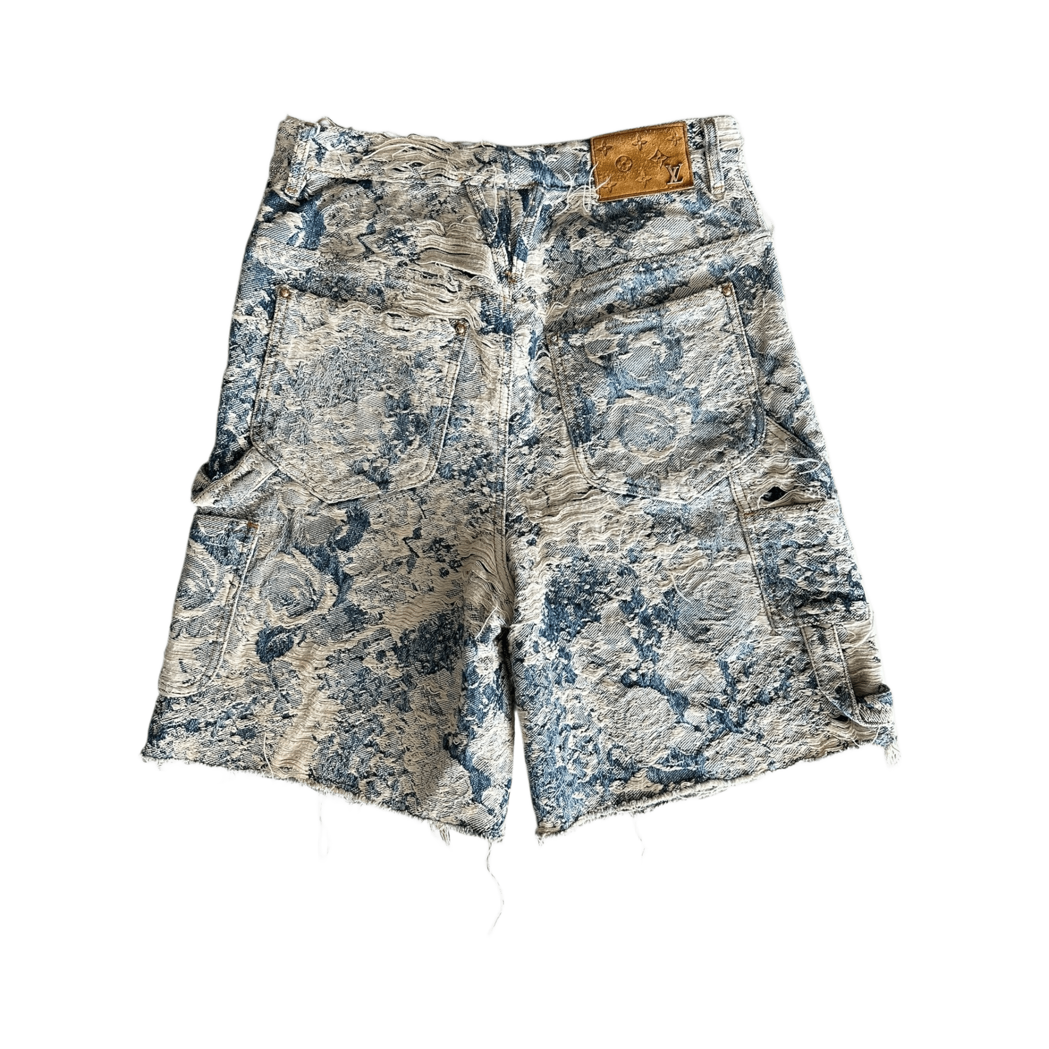 Louis Vuitton Blue & White Floral Distressed Carpenter Shorts - Morely TrendsLouis Vuitton Type here:)