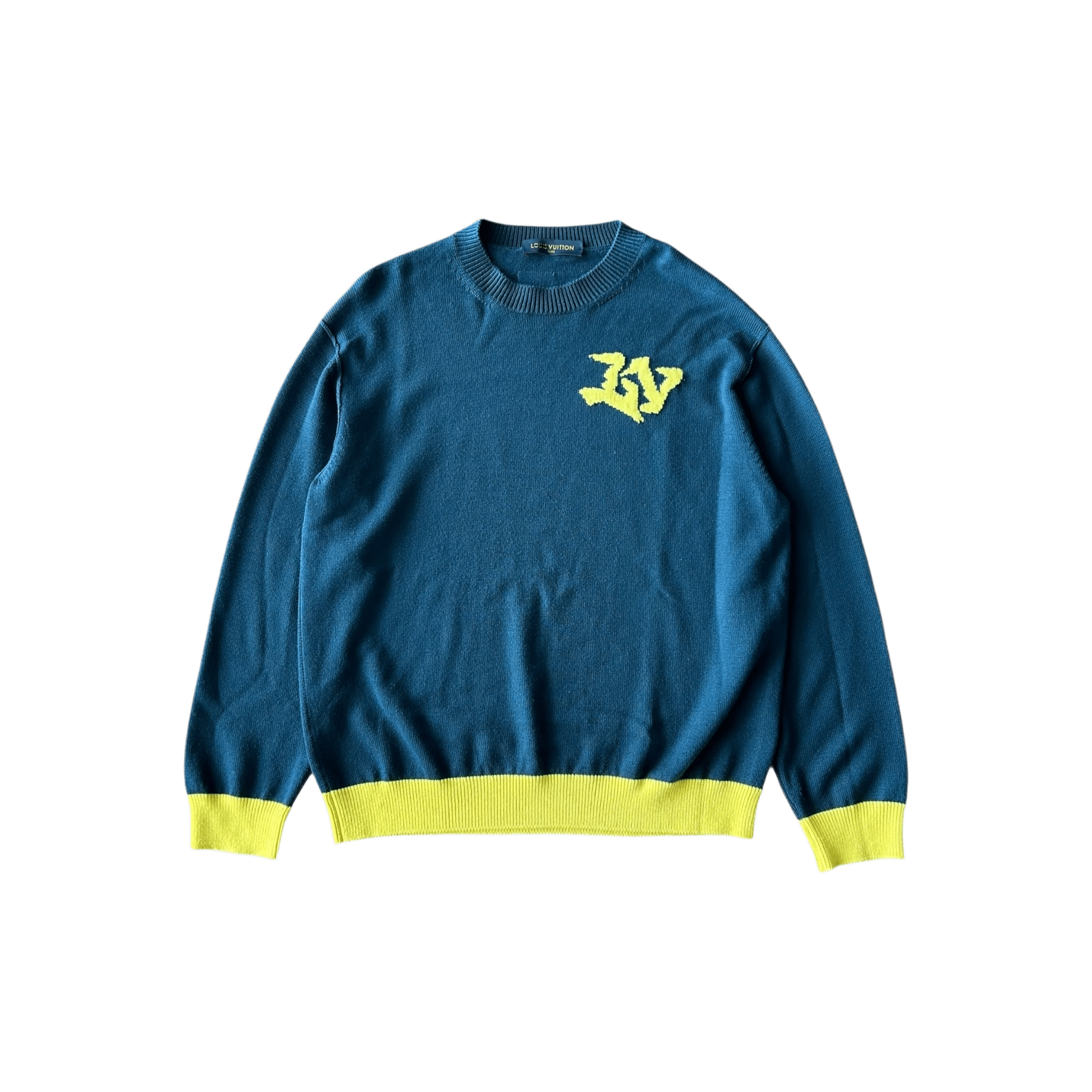 Louis Vuitton Blue & Yellow Logo Wool Sweater - Morely TrendsLouis Vuitton Type here:)
