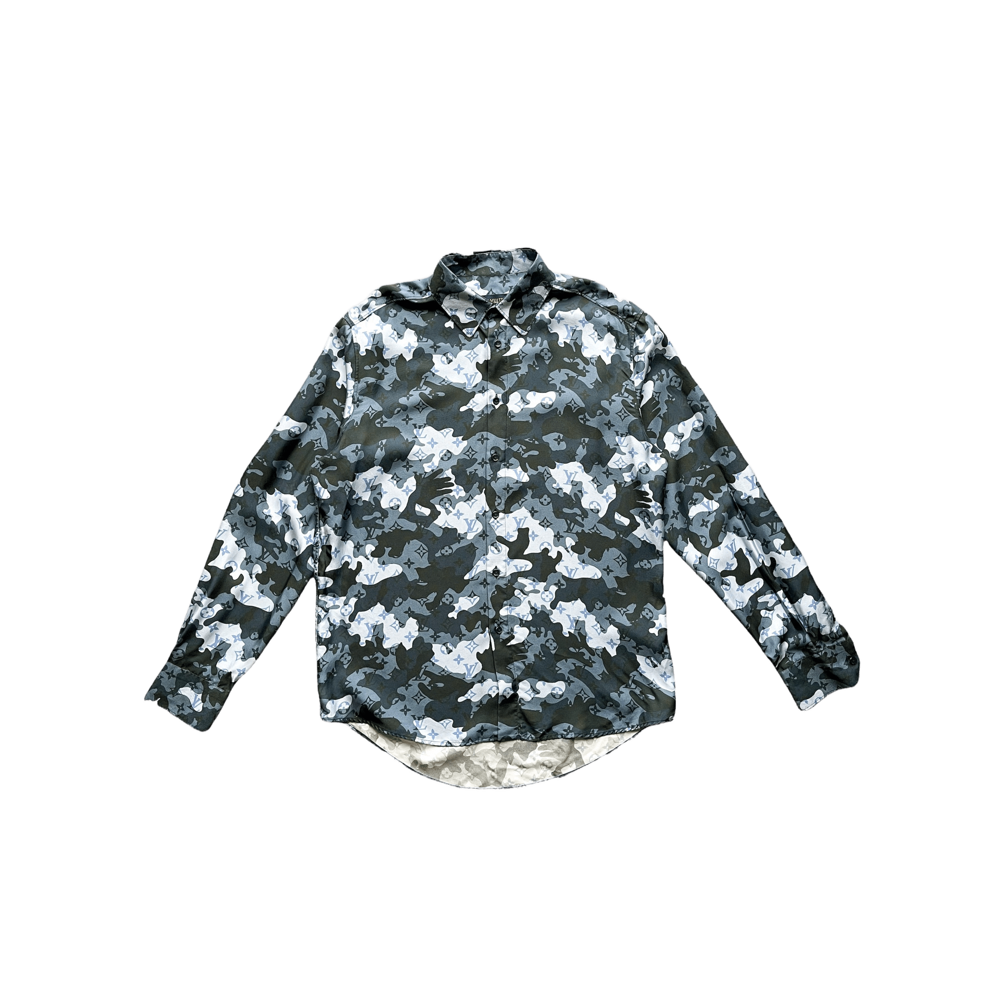 Louis Vuitton Camo Monogram Silk Button Up Shirt - Morely TrendsLouis Vuitton Type here:)