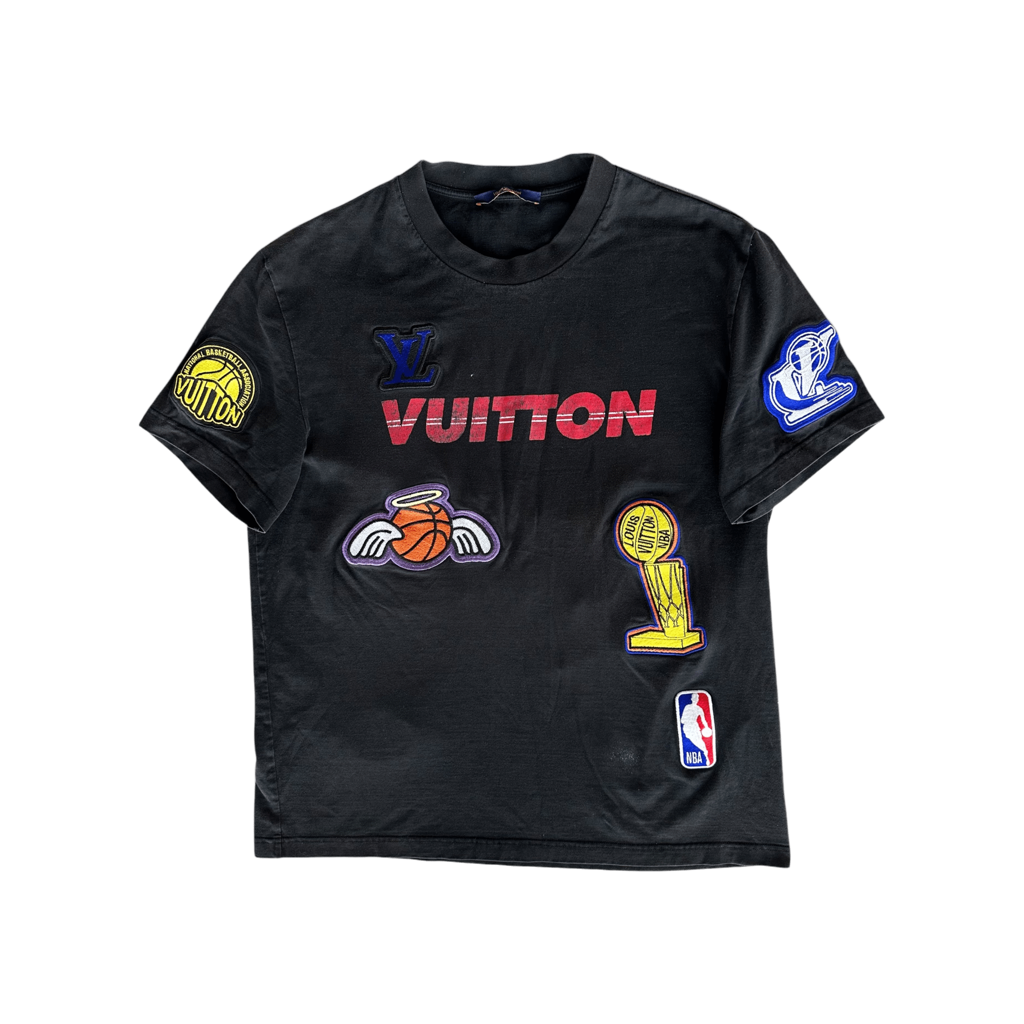 Louis Vuitton NBA Black Embroidered Patches T-Shirt - Morely TrendsLouis Vuitton Type here:)