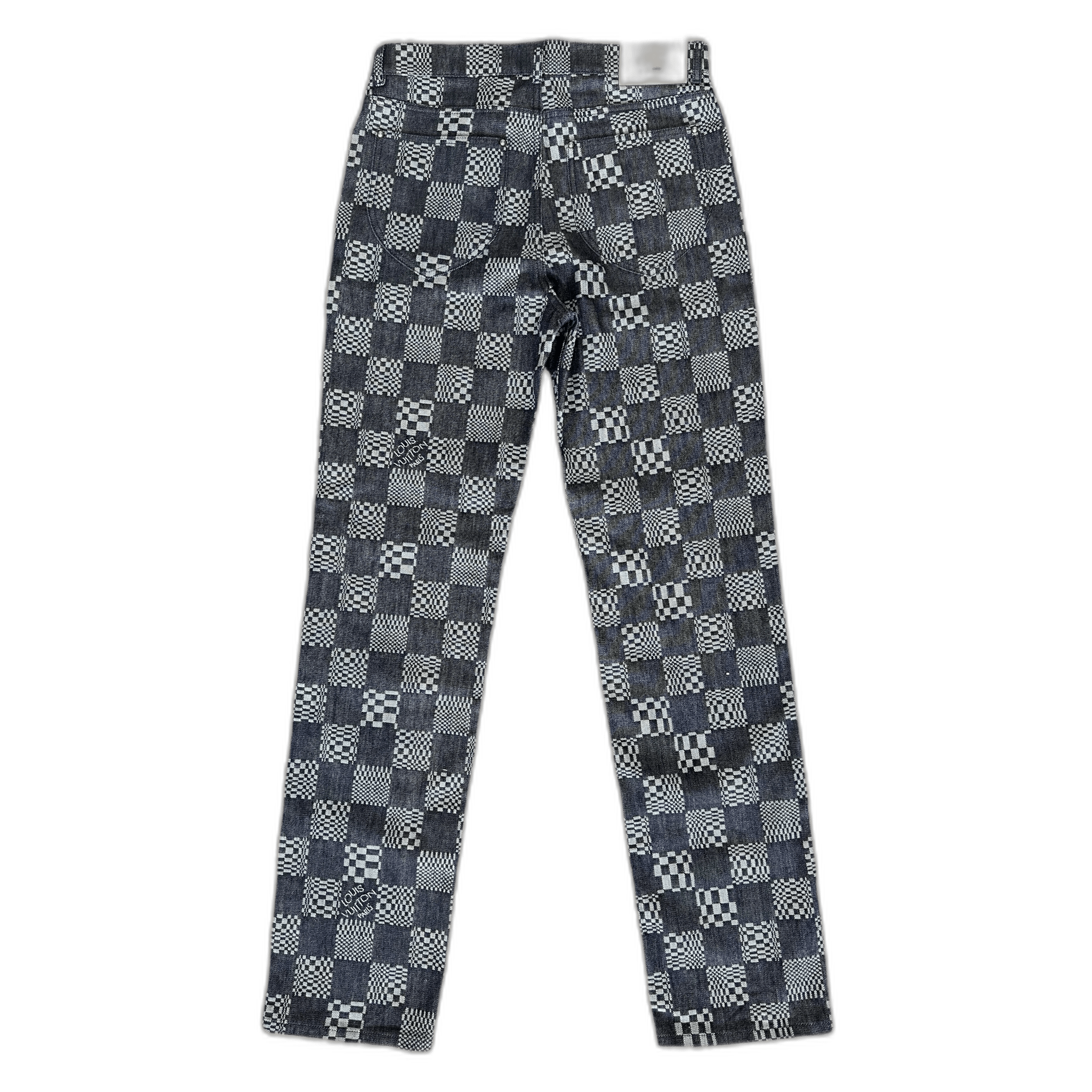 Louis Vuitton Navy Distorted Damier Print Jeans - Morely TrendsLouis Vuitton Type here:)