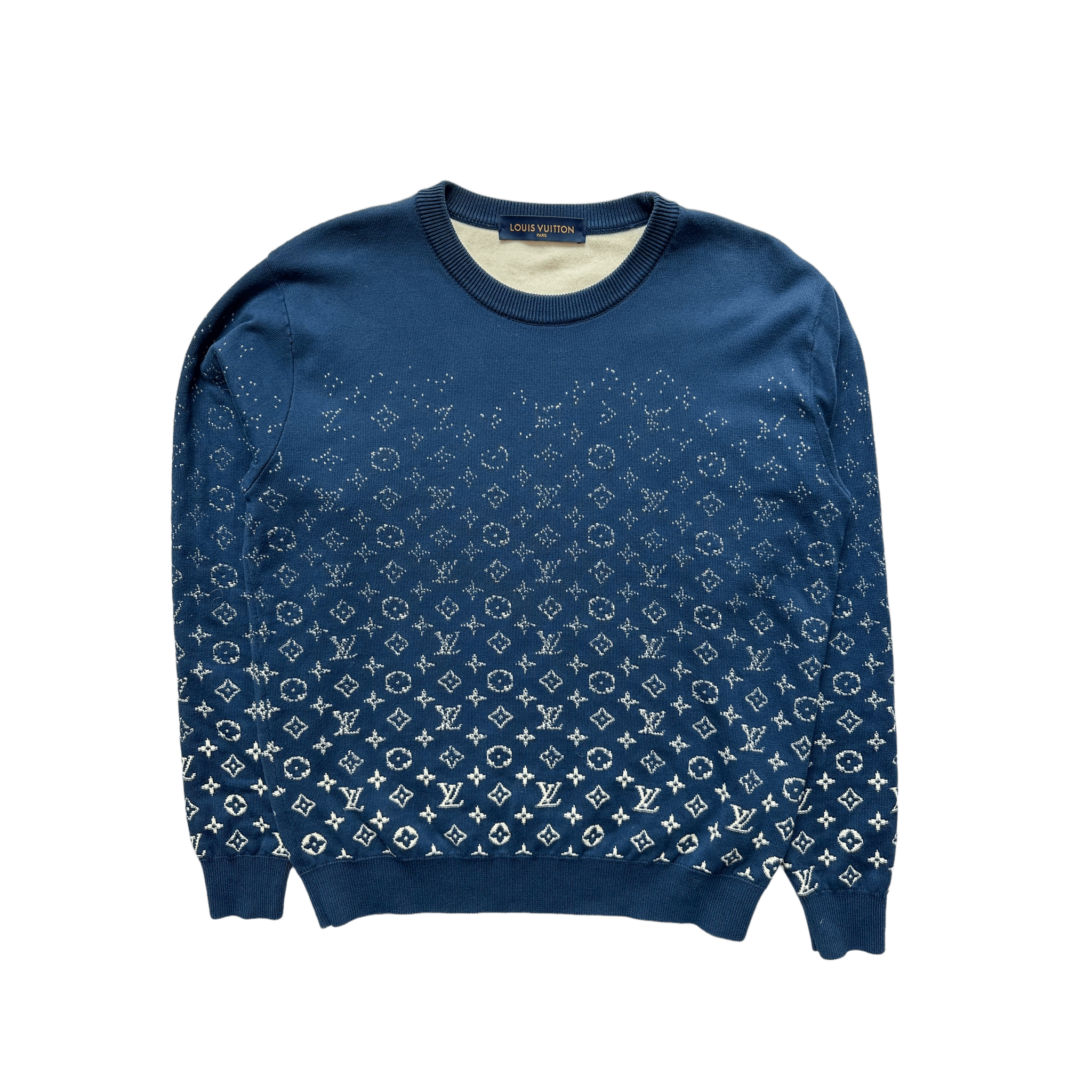 Louis Vuitton Navy & White Monogram Gradient Sweater - Morely TrendsLouis Vuitton Type here:)
