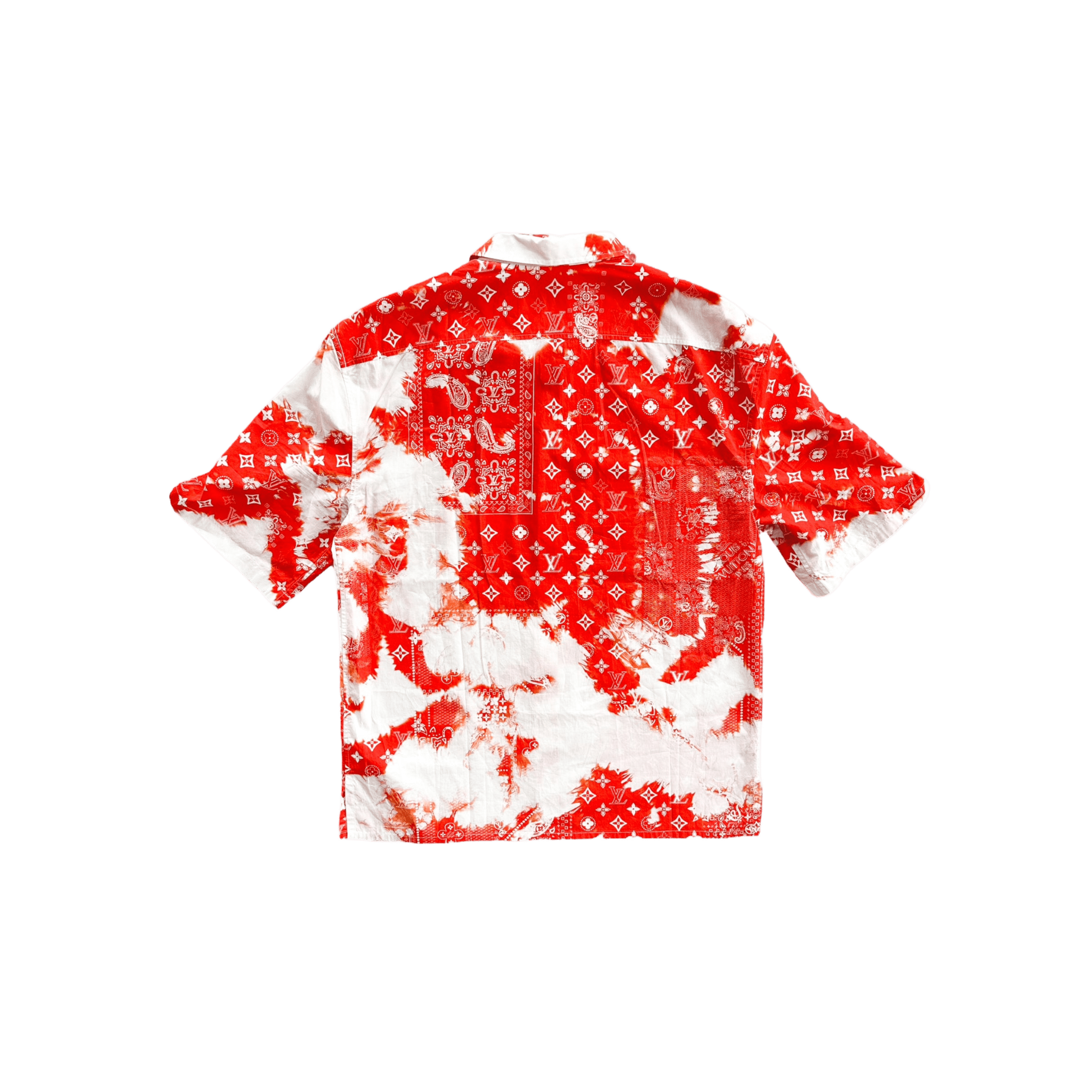 Louis Vuitton Orange Bandana Bleached Short Sleeve Button Up Shirt - Morely TrendsLouis Vuitton Type here:)