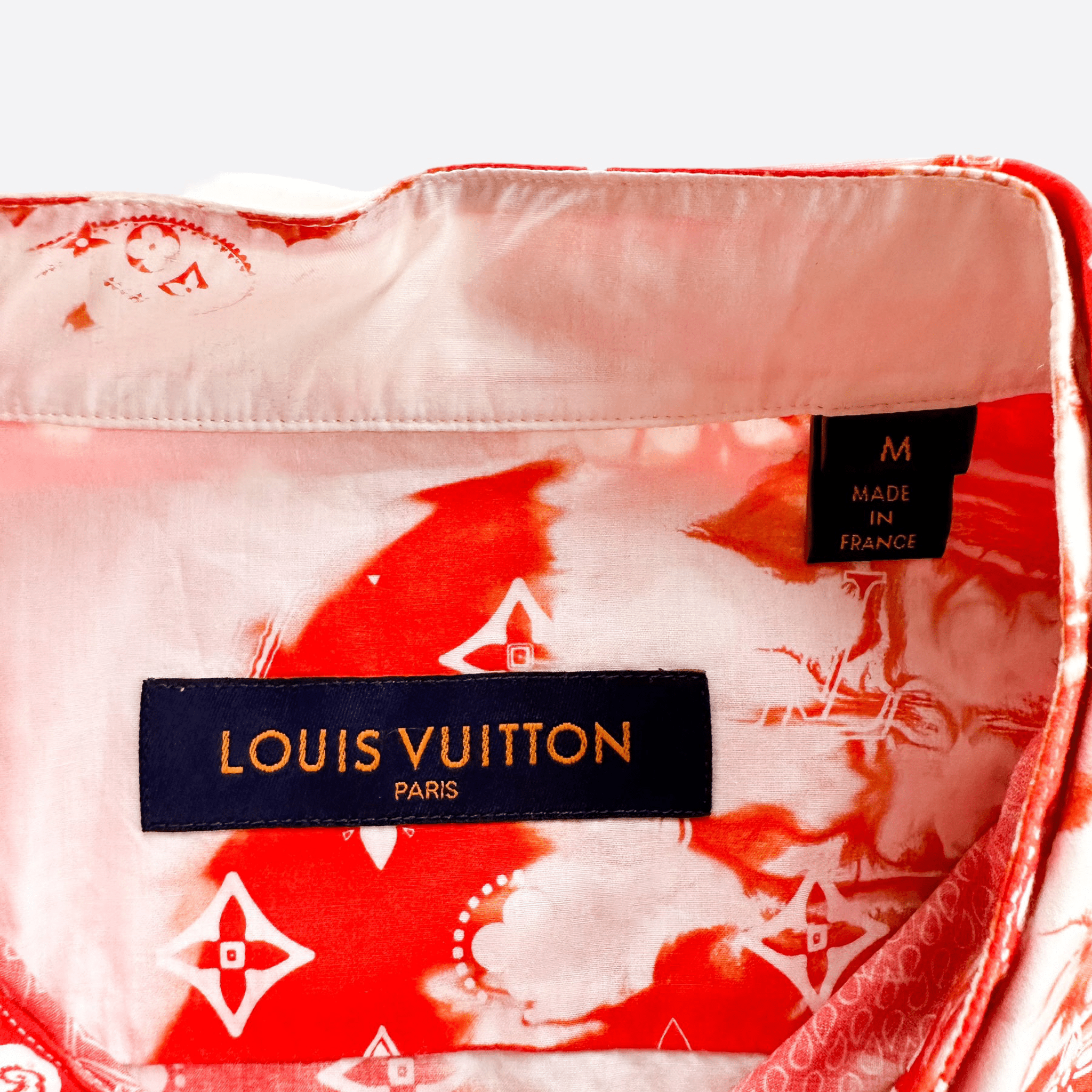 Louis Vuitton Orange Bandana Bleached Short Sleeve Button Up Shirt - Morely TrendsLouis Vuitton Type here:)