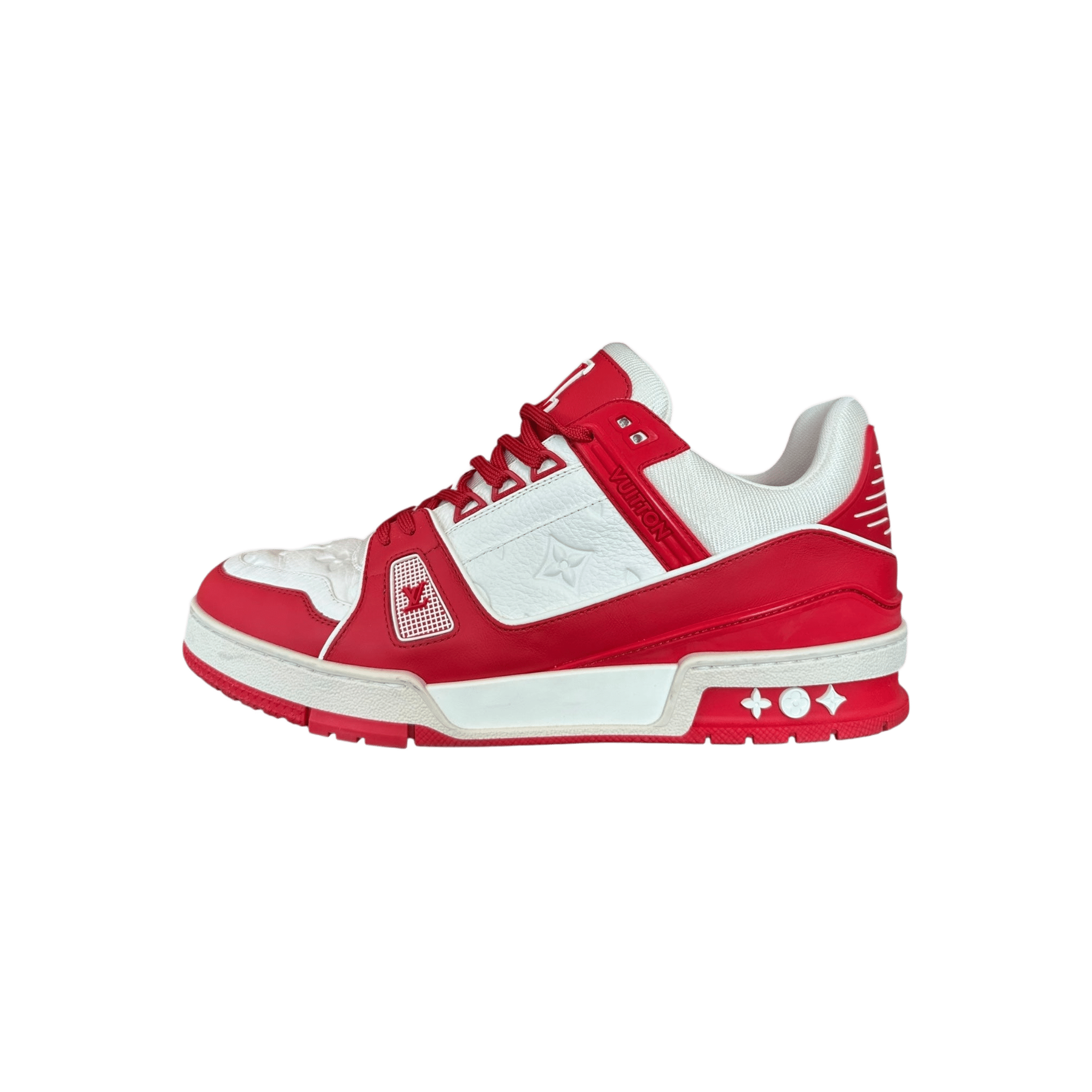 Louis Vuitton Product Red & White Monogram Trainers - Morely TrendsLouis Vuitton Type here:)