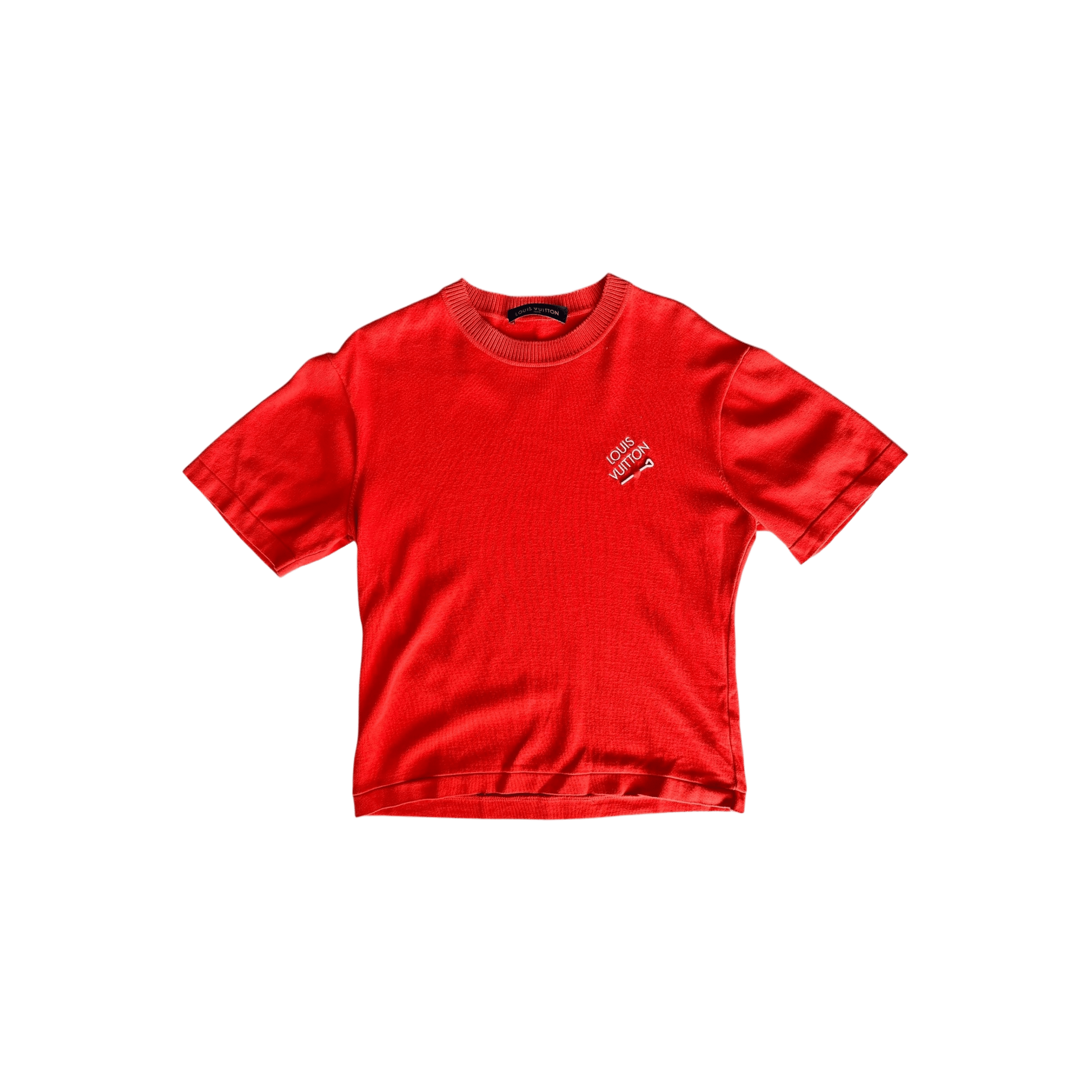 Louis Vuitton Red & White Pin Logo Embroidered T-Shirt - Morely TrendsLouis Vuitton Type here:)