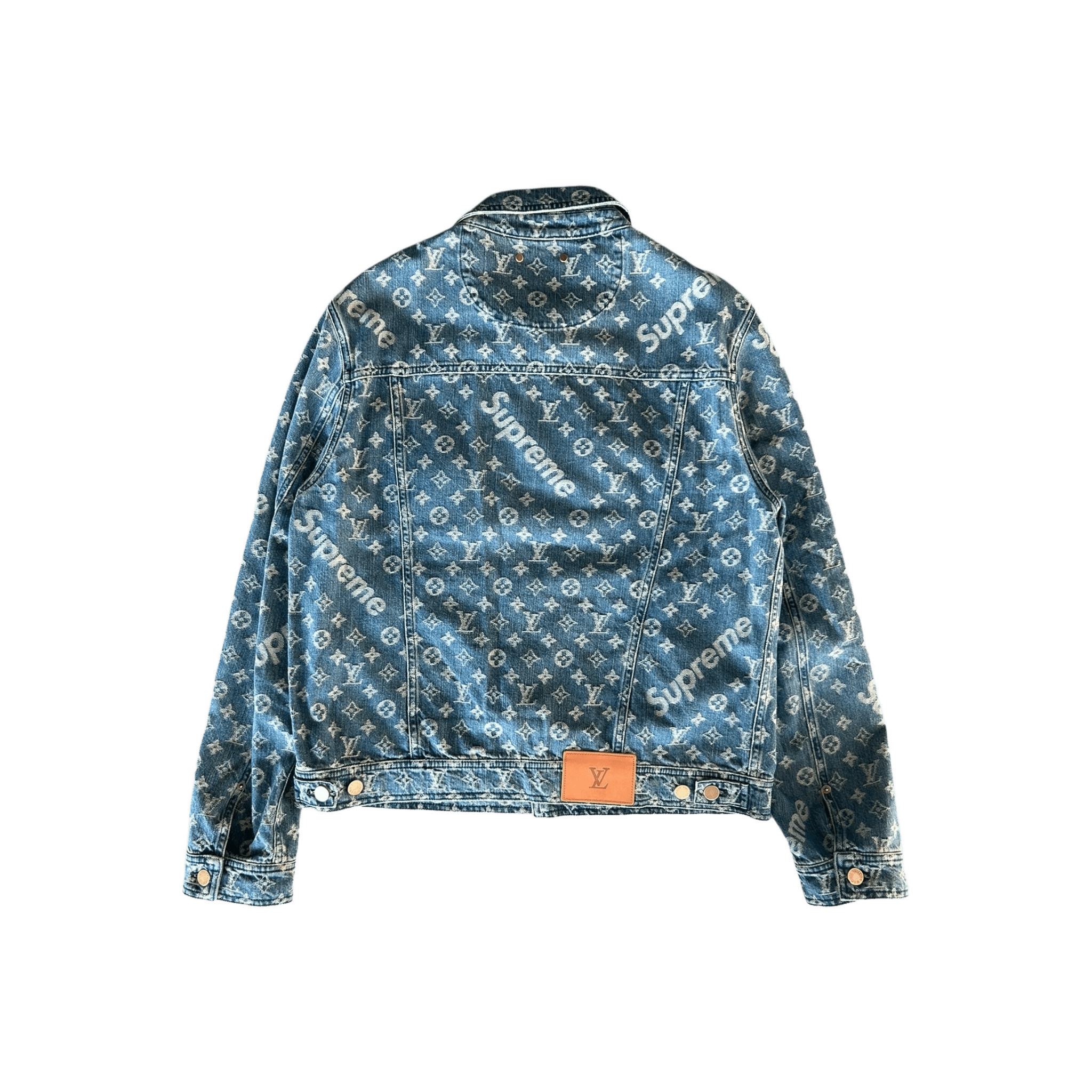 Louis Vuitton Supreme Blue & White Monogram Denim Jacket - Morely TrendsLouis Vuitton Type here:)