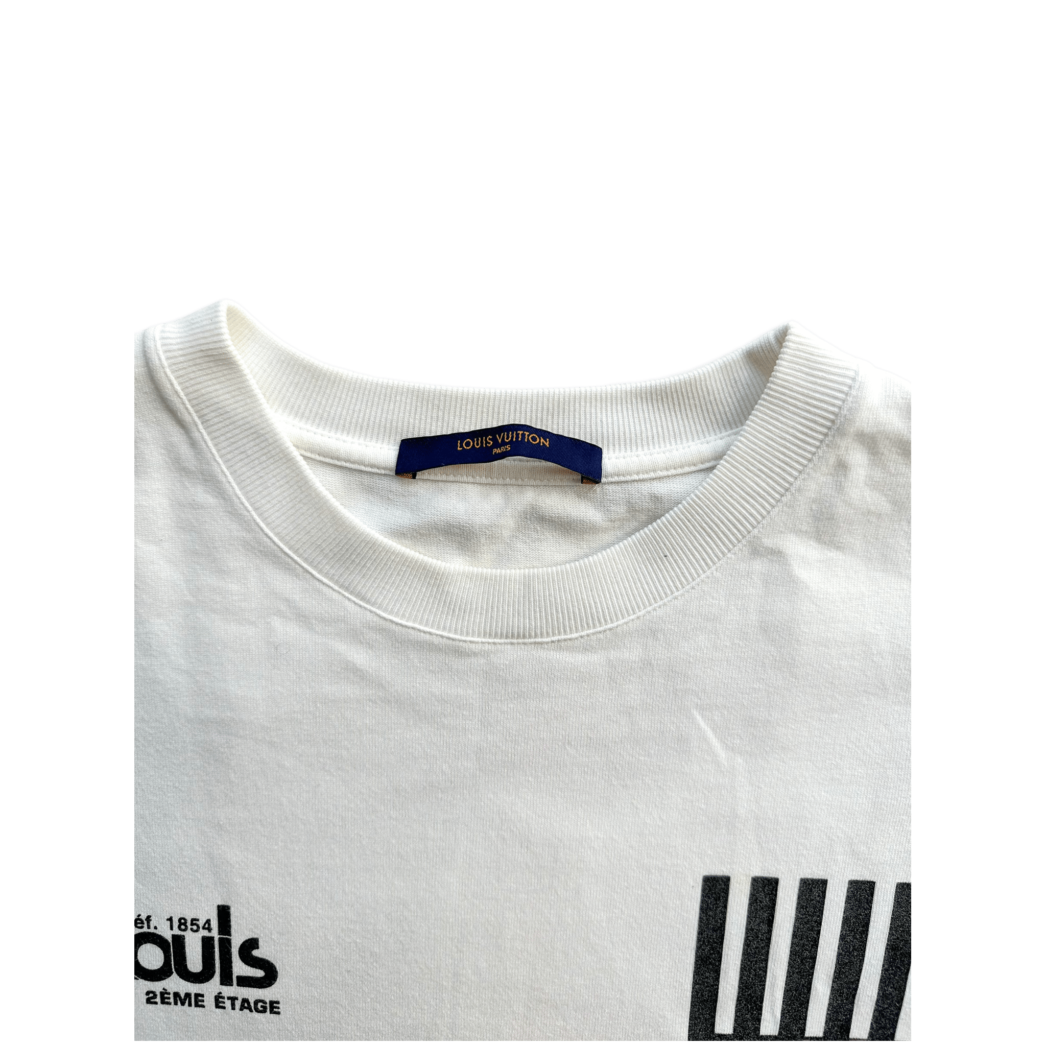 Louis Vuitton White Barcode Logo Tee - Morely TrendsLouis Vuitton Type here:)