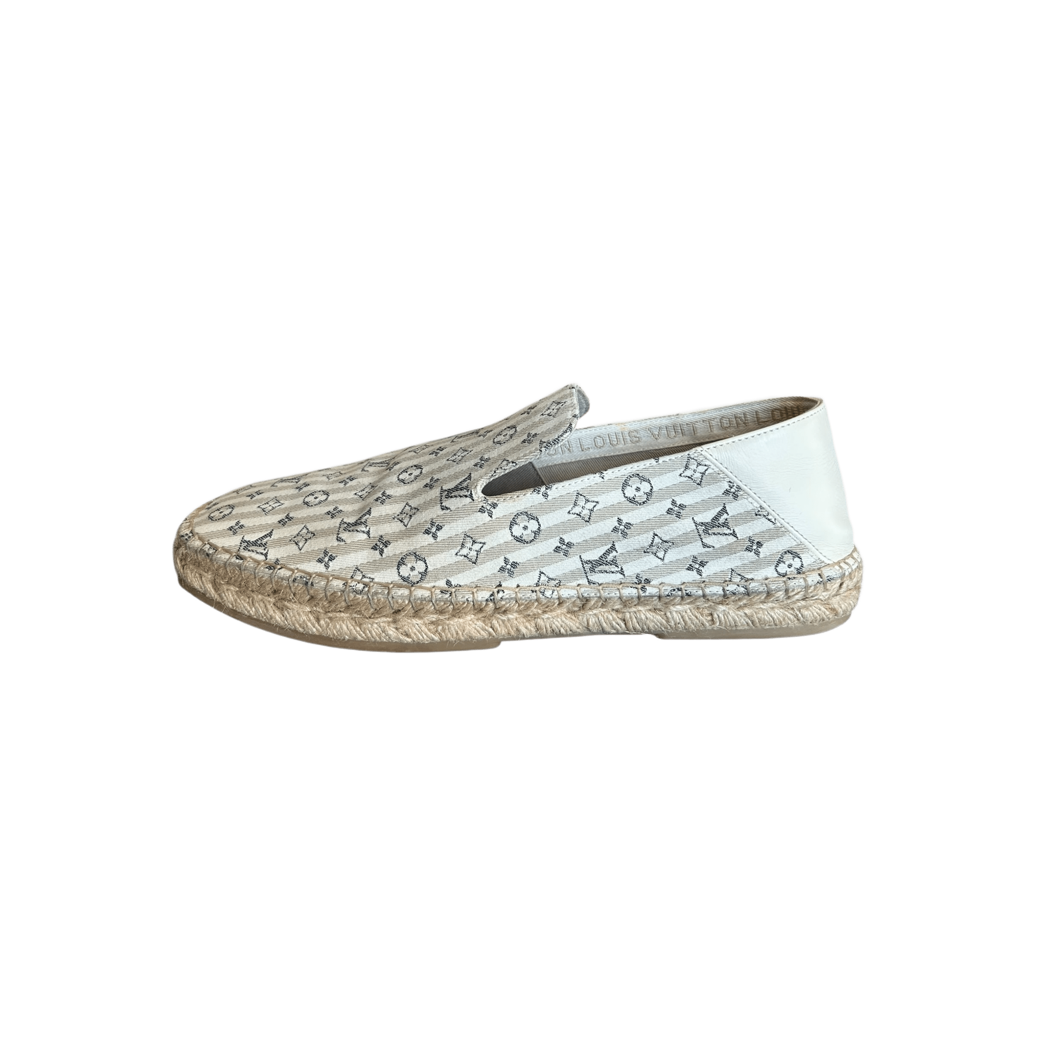 Louis Vuitton White & Beige Bidart Striped Monogram Espadrilles - Morely TrendsLouis Vuitton Type here:)