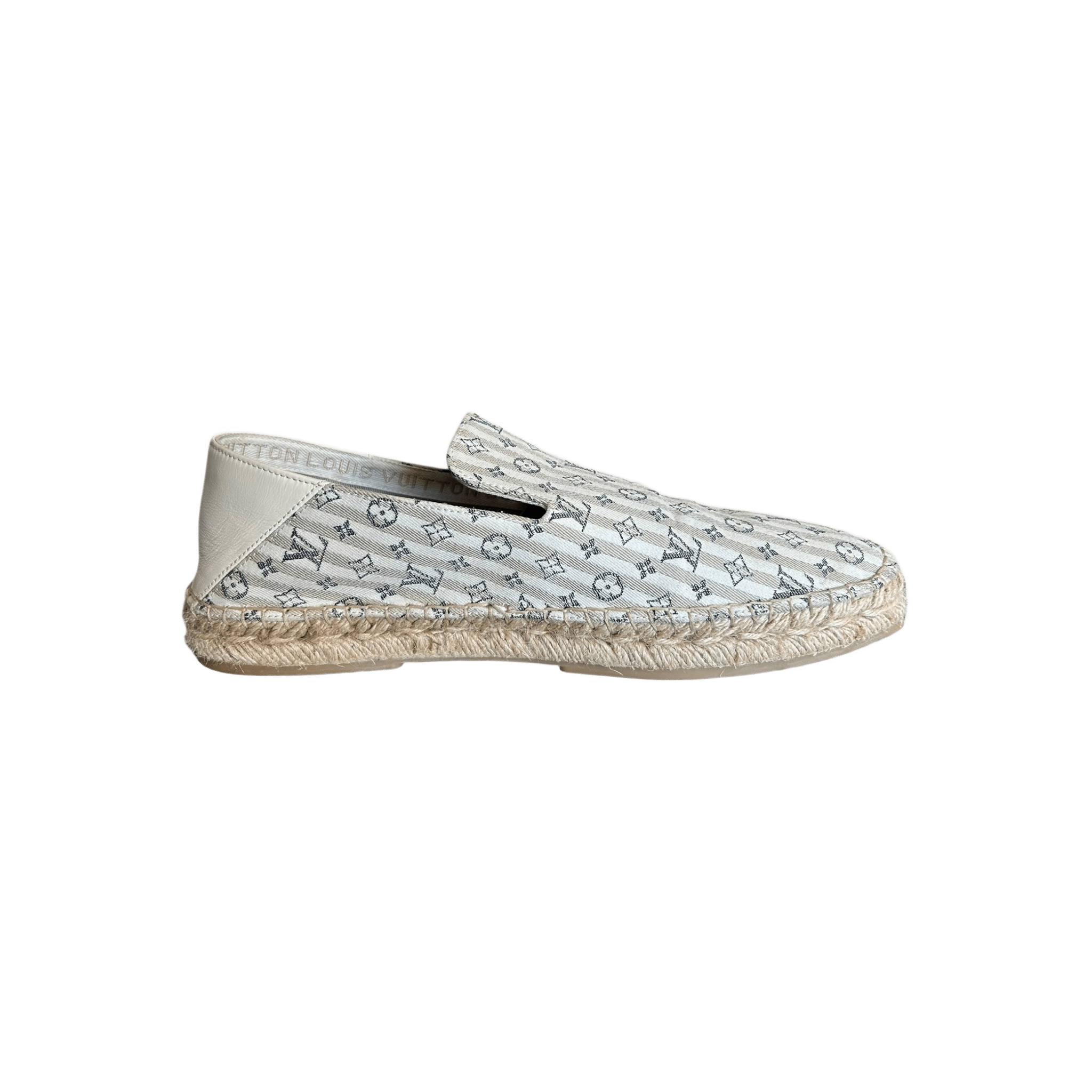 Louis Vuitton White & Beige Bidart Striped Monogram Espadrilles - Morely TrendsLouis Vuitton Type here:)