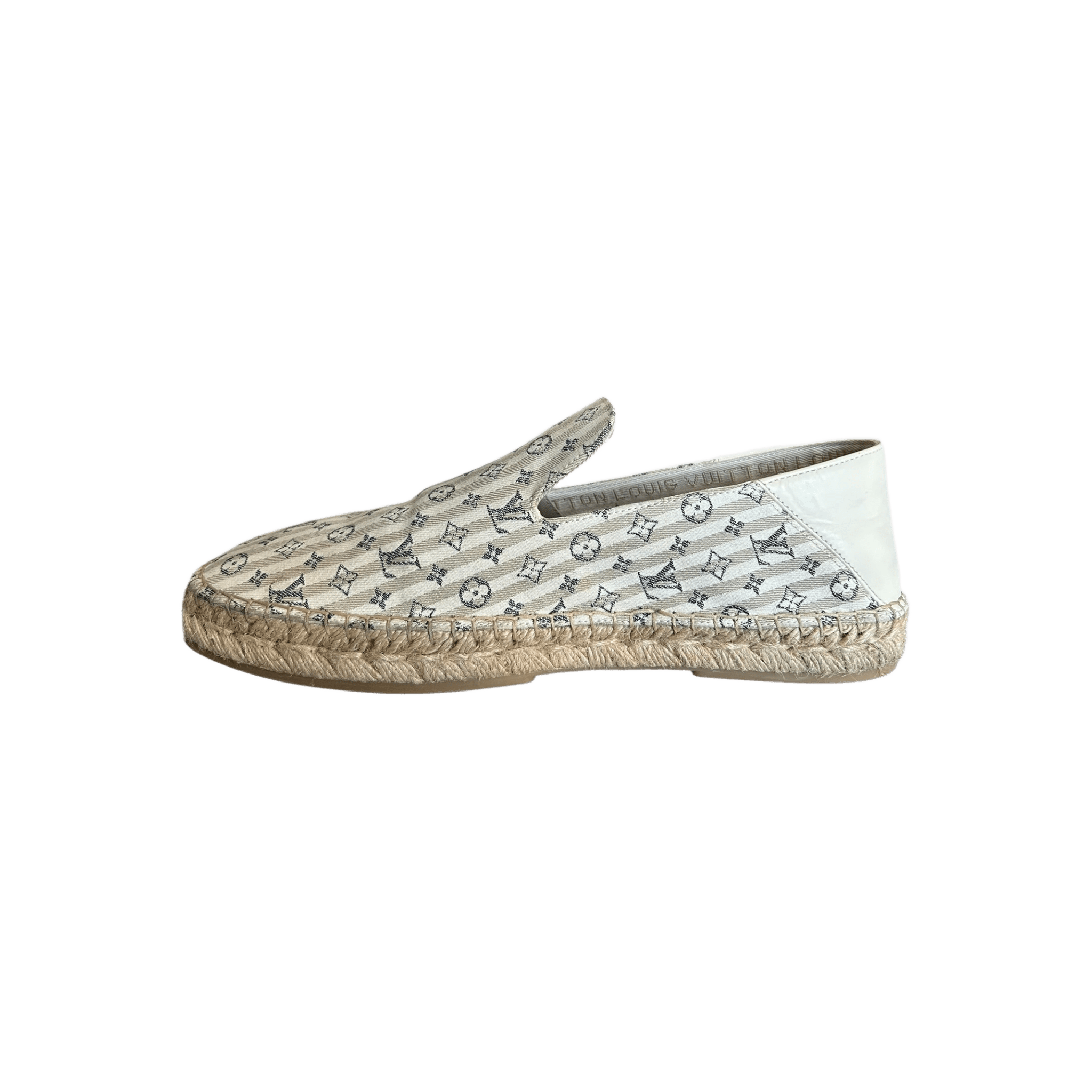 Louis Vuitton White & Beige Bidart Striped Monogram Espadrilles - Morely TrendsLouis Vuitton Type here:)