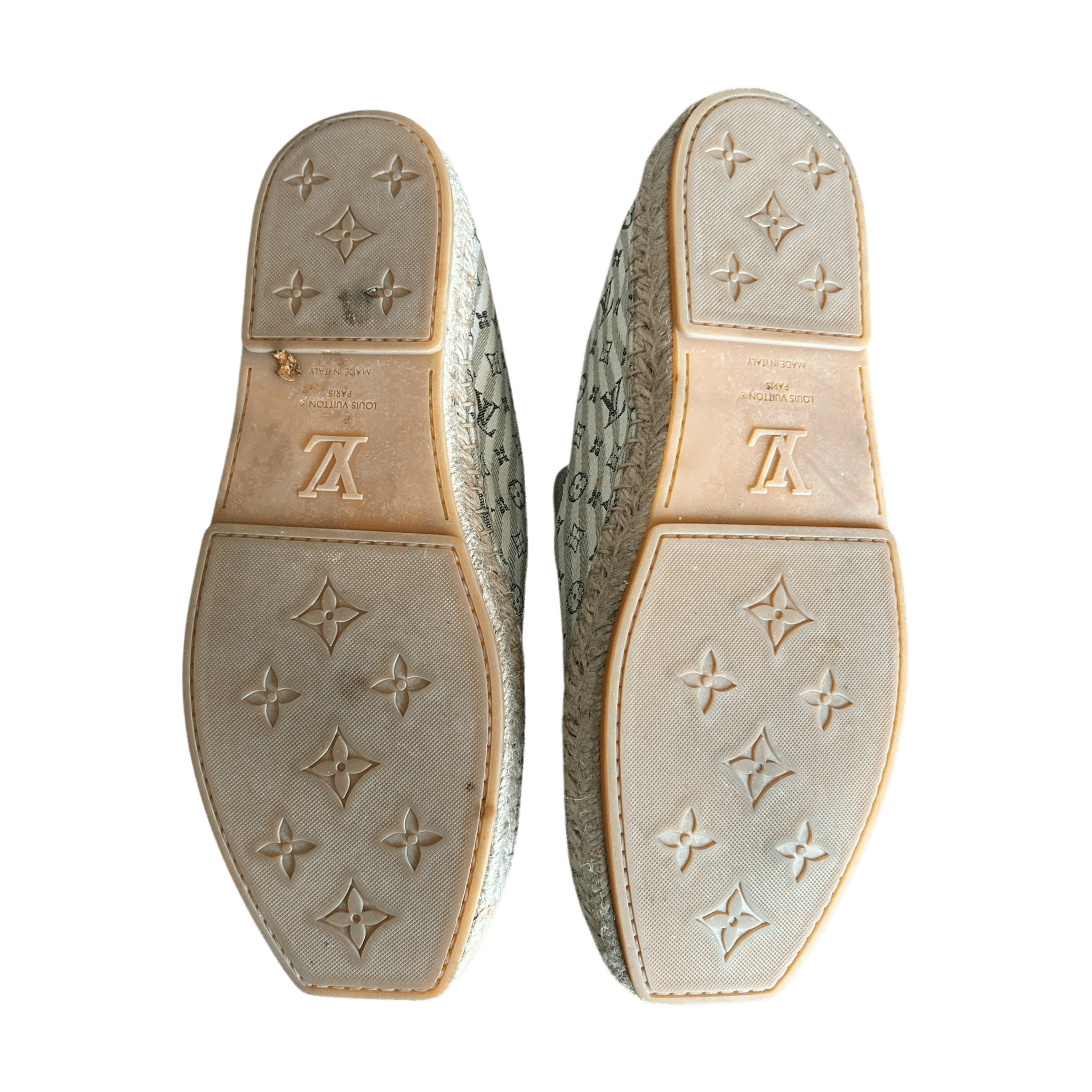 Louis Vuitton White & Beige Bidart Striped Monogram Espadrilles - Morely TrendsLouis Vuitton Type here:)