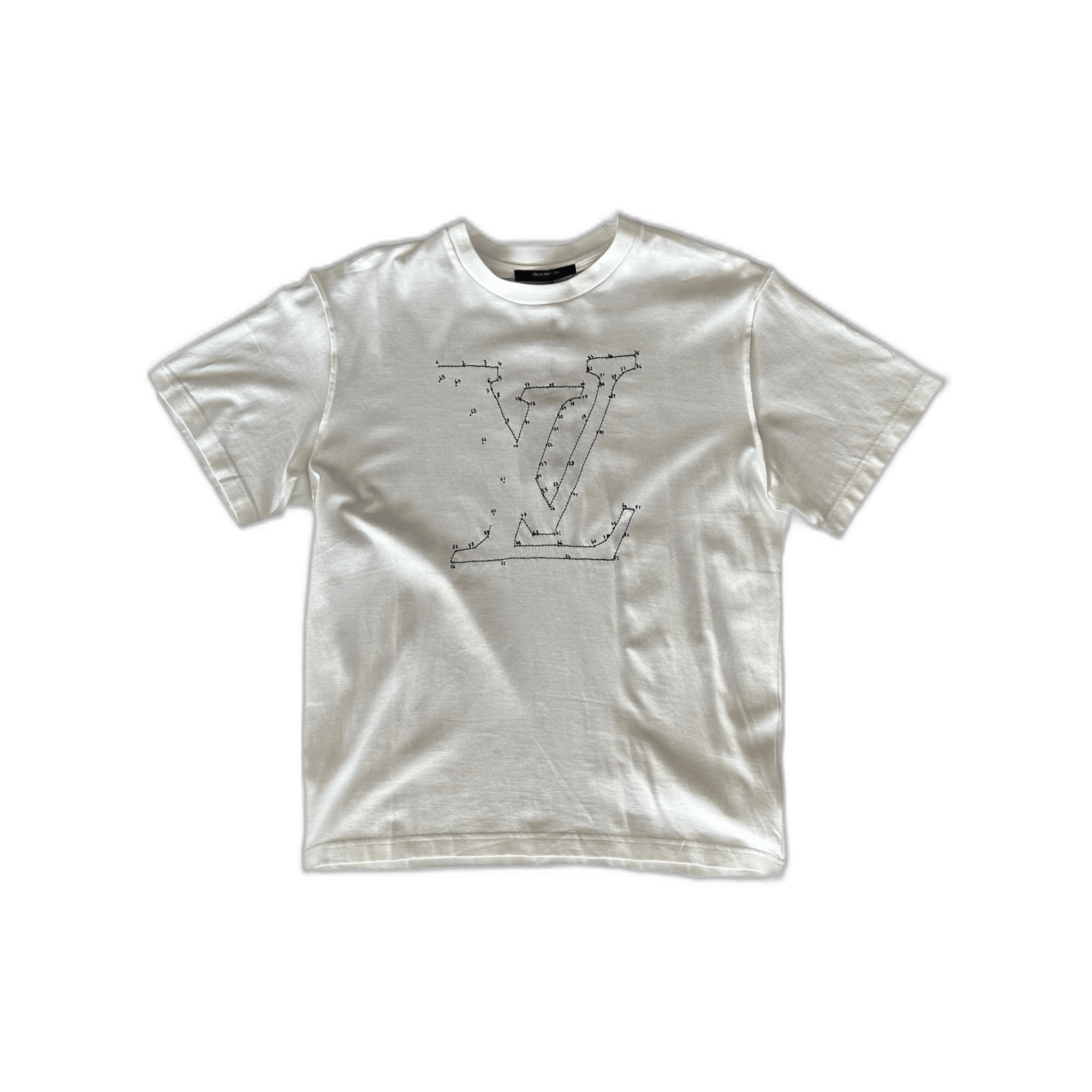 Louis Vuitton White & Blue LV Stitch Logo T-Shirt - Morely TrendsLouis Vuitton Type here:)