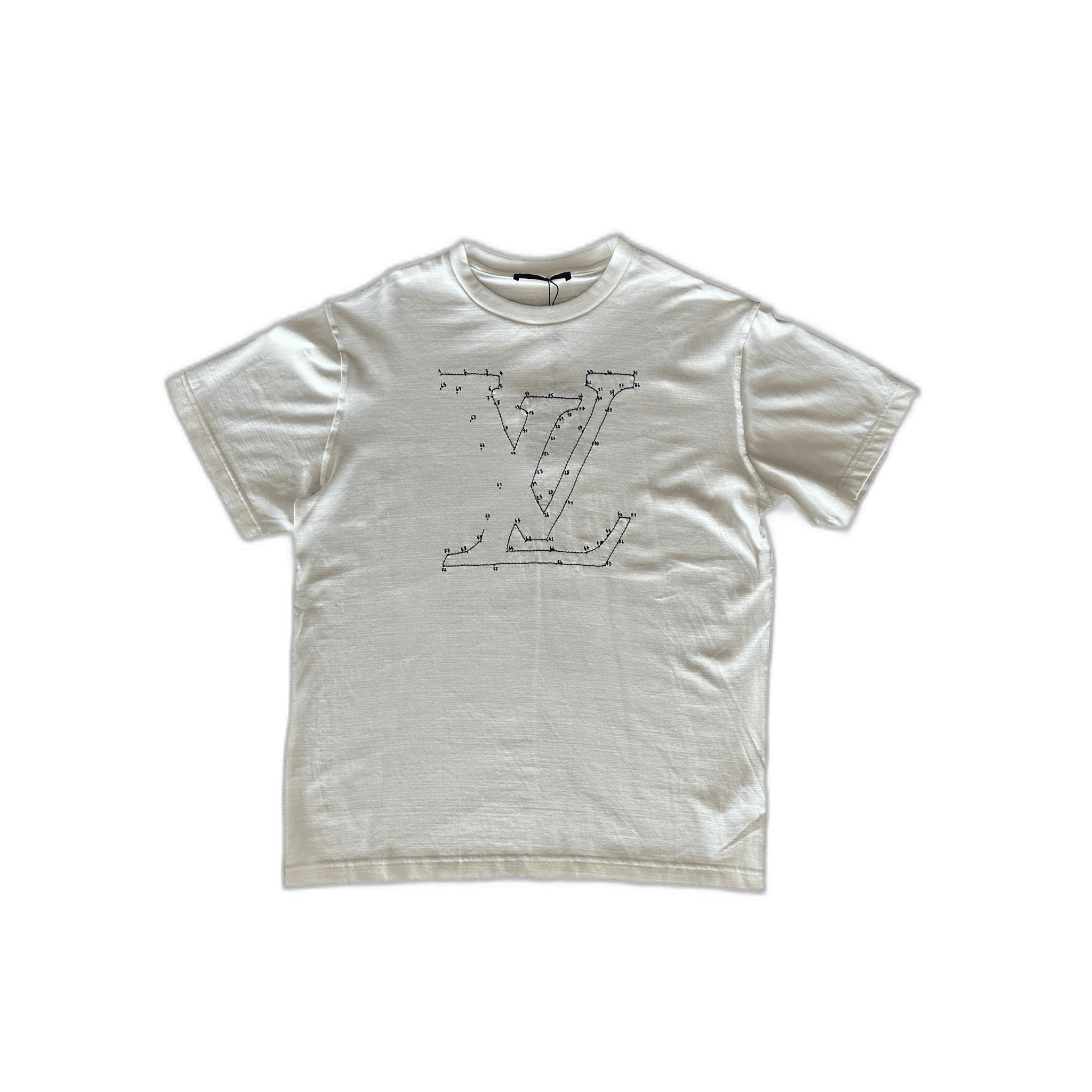 Louis Vuitton White & Blue LV Stitch Logo T-Shirt - Morely TrendsLouis Vuitton Type here:)