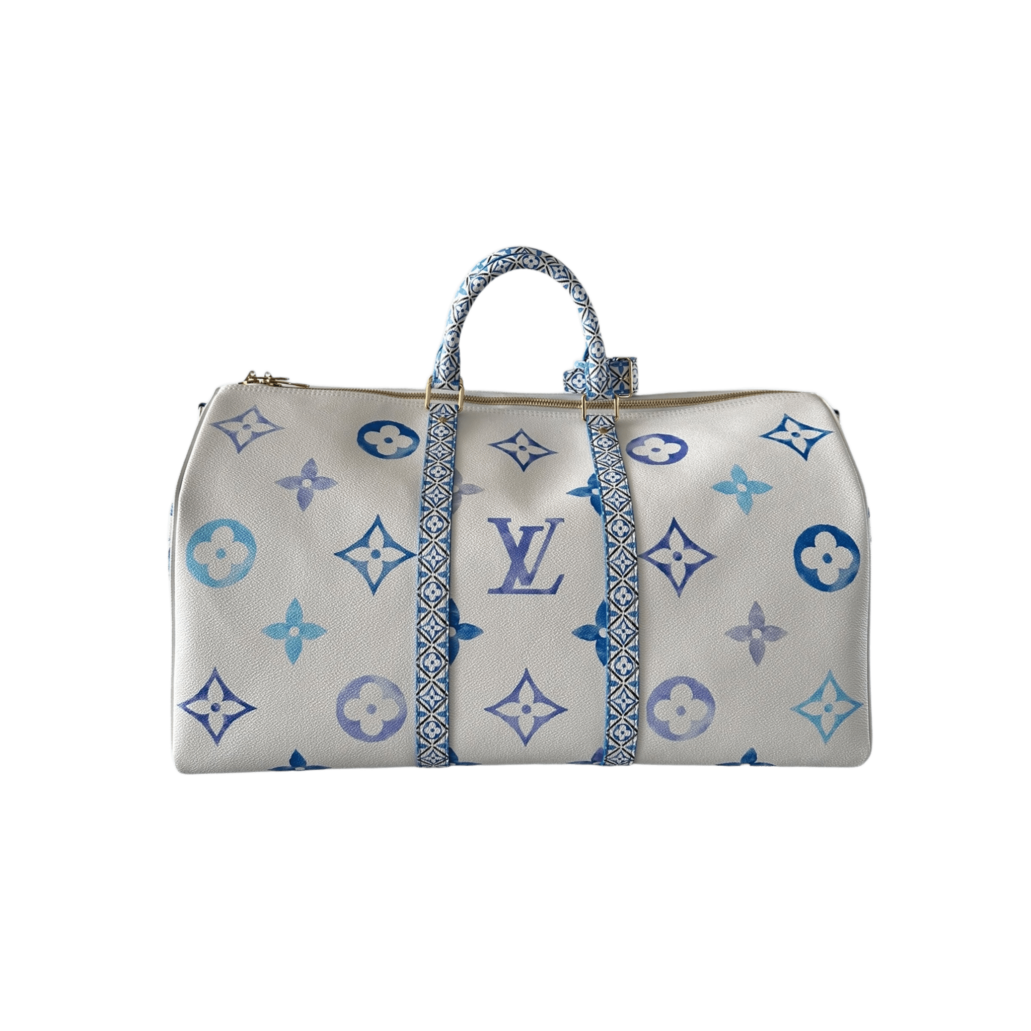 Louis Vuitton White & Blue Watercolor Monogram By The Pool Keepall 50 - Morely TrendsLouis Vuitton Type here:)