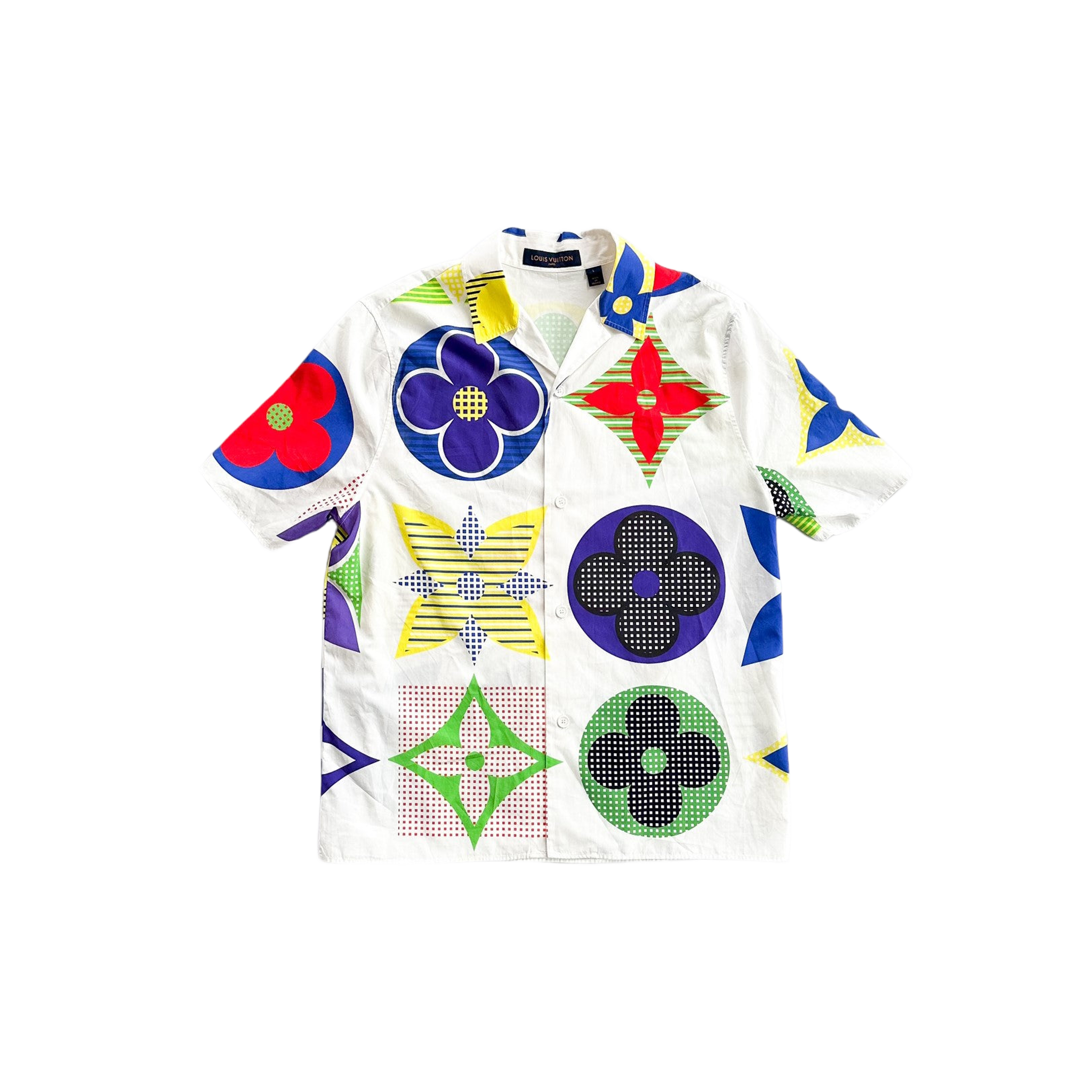 Louis Vuitton White Multicolor Flower Monogram Button Up Shirt - Morely TrendsLouis Vuitton Type here:)