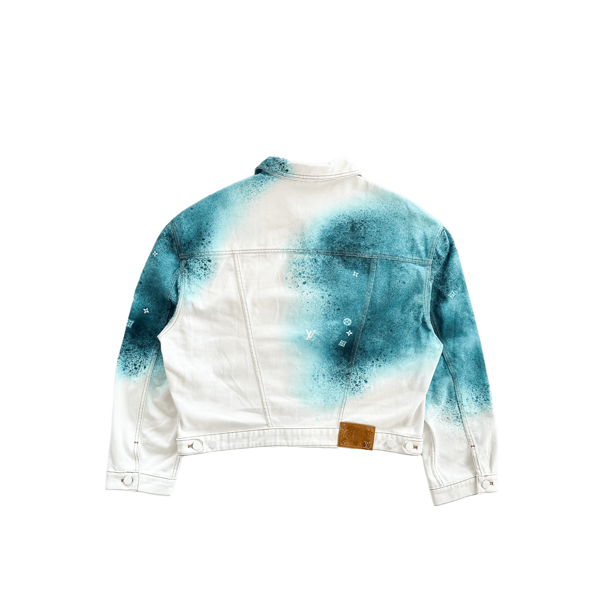 Louis Vuitton White & Turquoise LV Spray Denim Jacket - Morely TrendsLouis Vuitton Type here:)