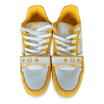 Louis Vuitton Yellow & White Denim Monogram Mesh Trainers - Morely TrendsLouis Vuitton Type here:)