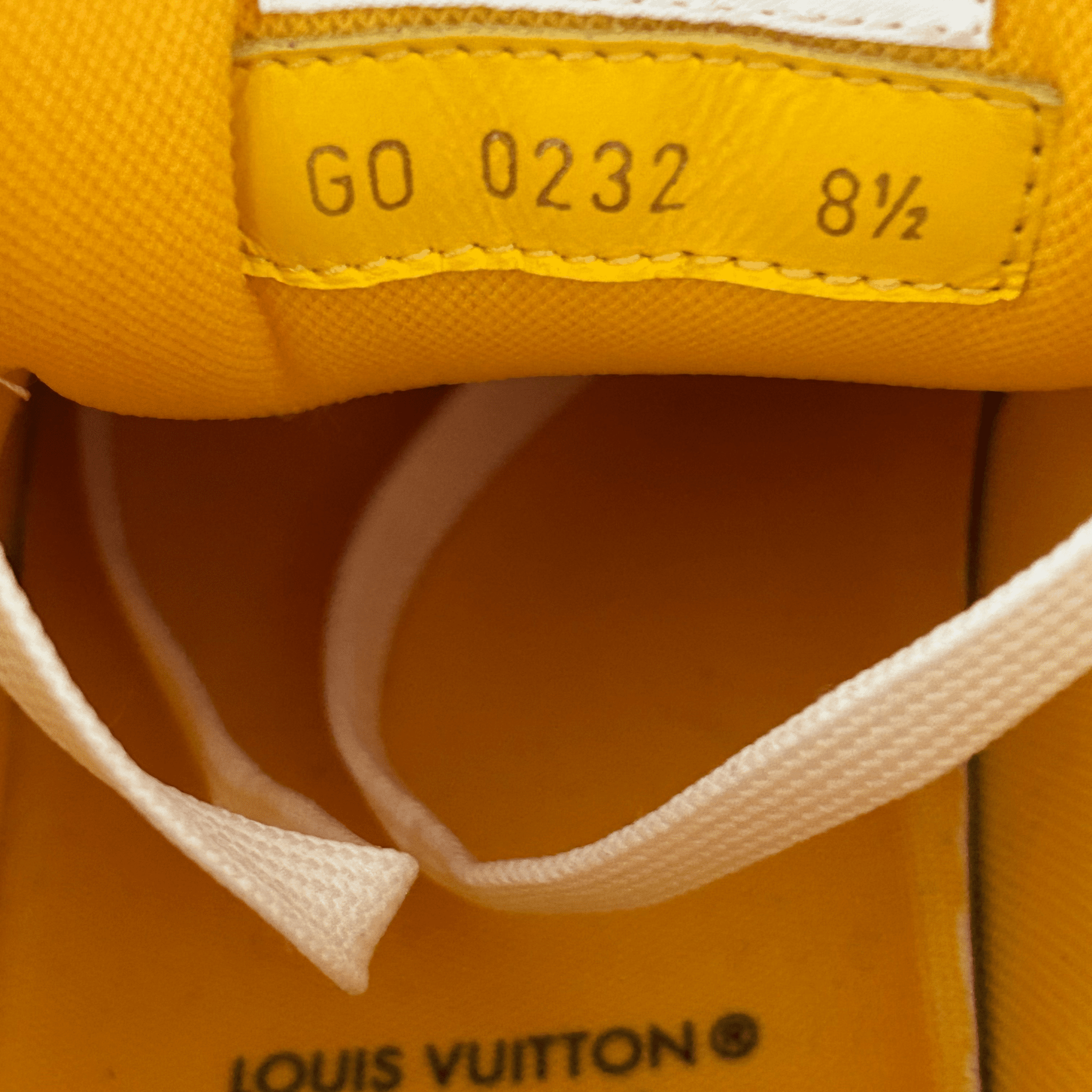 Louis Vuitton Yellow & White Denim Monogram Mesh Trainers - Morely TrendsLouis Vuitton Type here:)